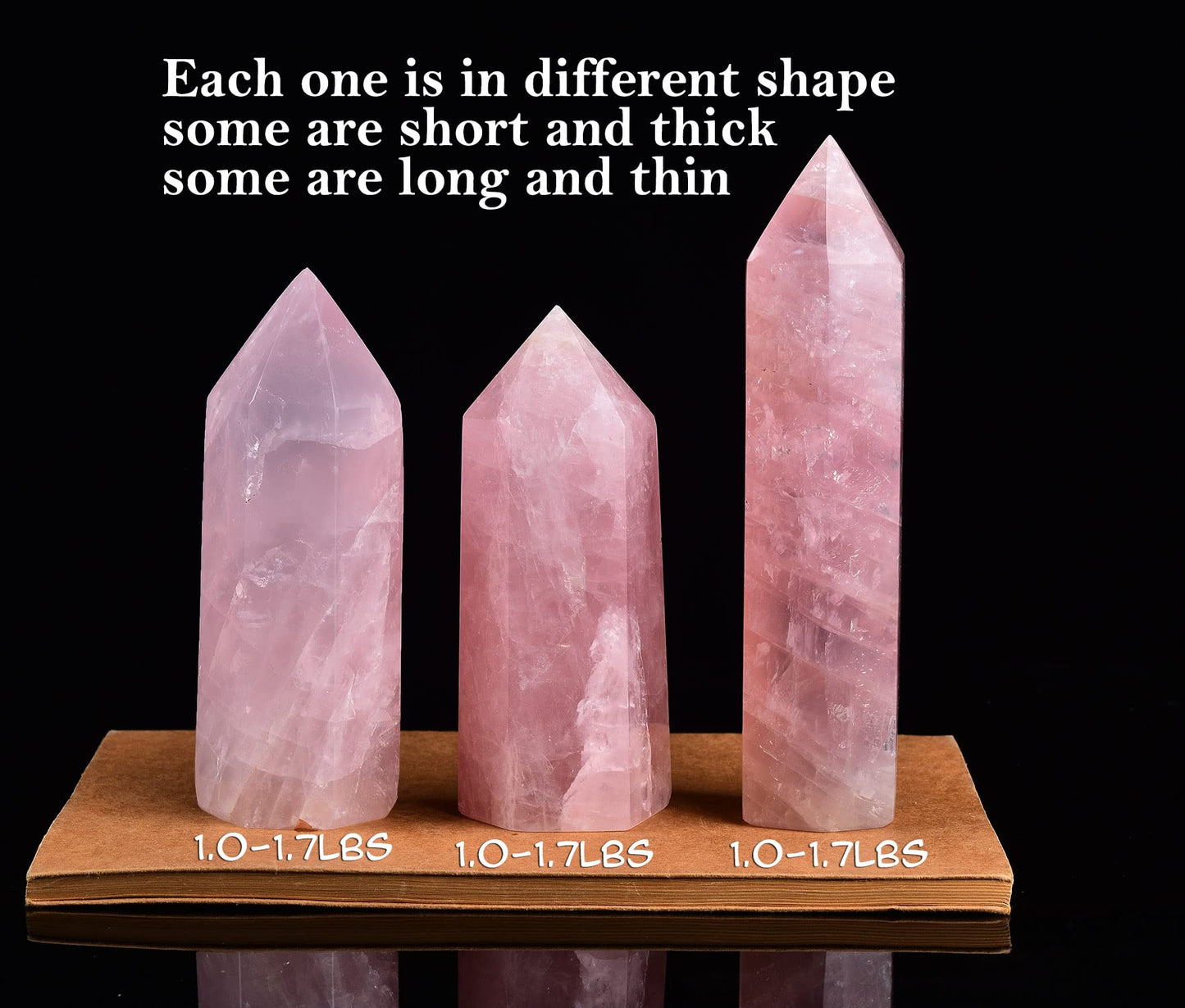 AMOYSTONE Rose Quartz Obelisk Large Healing Crystal Wand Tower 6 Faceted Column Reiki Chakra Meditation Therapy Pink 0.6-1.1 LBS