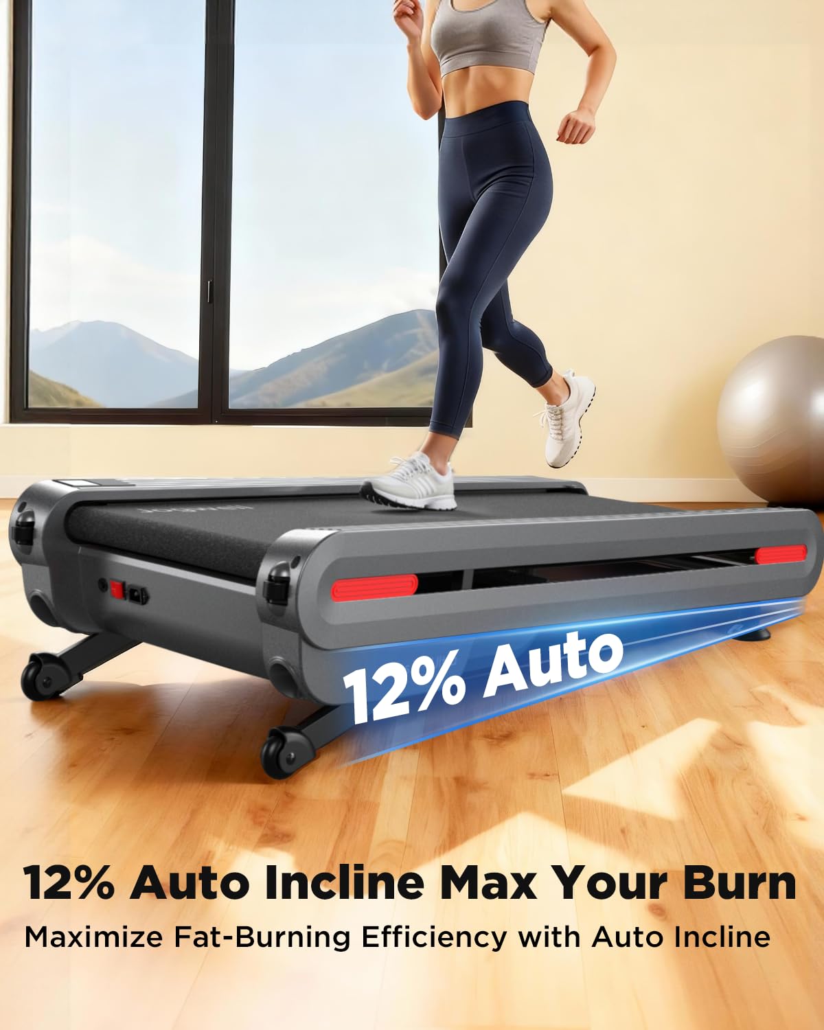 Jogwell Walking Pad Treadmill with 20%/15%/12% Auto Incline, Max 400/350lbs Capacity Treadmills for Home Office Under 35dB, Spacious Running Area, Vertical Storage, 3/3.5HP Brushless, APPJW05