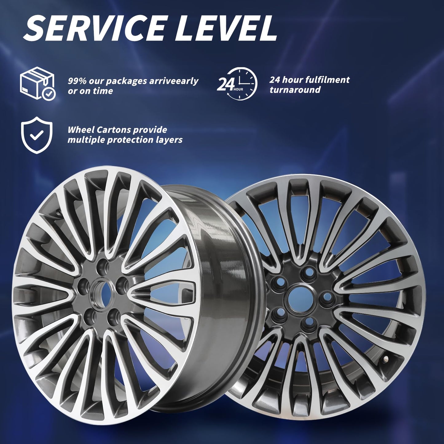 LUNEGUE 18inch Single 18x8 Machined Charcoal Wheel Rims Fit for Ford Fusion 2017 2018 OEM Design Replacement Rim
