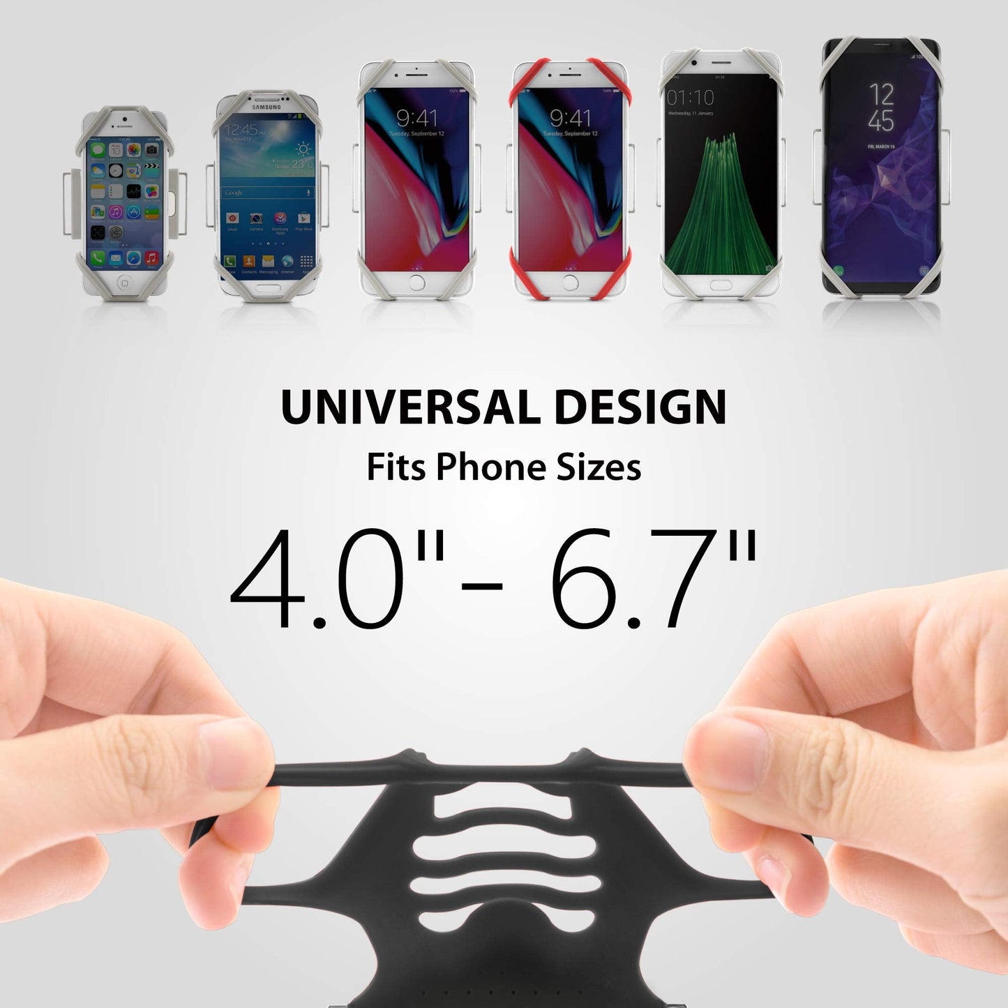 BONE Run Tie, Running Armband Phone Holder, Skin-Friendly & Washable Silicone Sport Armband, Universal Workout Phone Carrier Compatible with 4"-6.7"" Smartphones (Black - Size L/Arm Size 9.8-15.7"")"