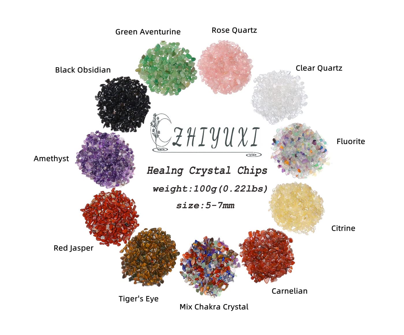 ZHIYUXI Crystal Fluorite Vase Filler, 0.22lbs, Polished Healing Chips for Decoration, Fish Tank Gravel, Succulent Plants, Home Decor