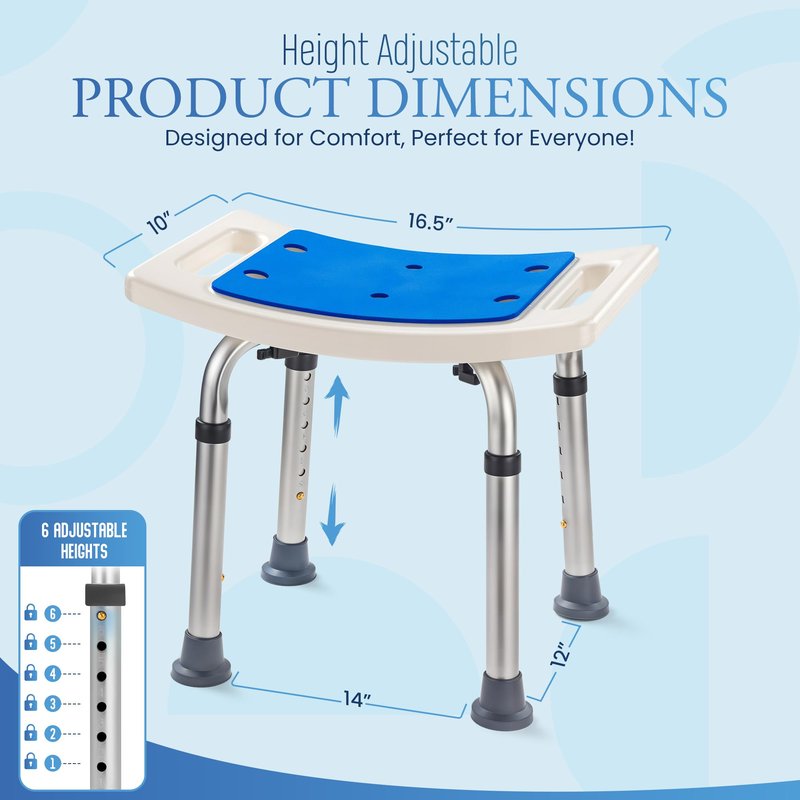 Dr.Kays Shower Chair for Inside Bathroom 350 lbs Shower Stool with Adjustable Height, Portable Heavy-Duty Bath Bench Padded Seat for Inside Tub Bathroom Chair for Elderly and Disabled FSA/HSA Eligible