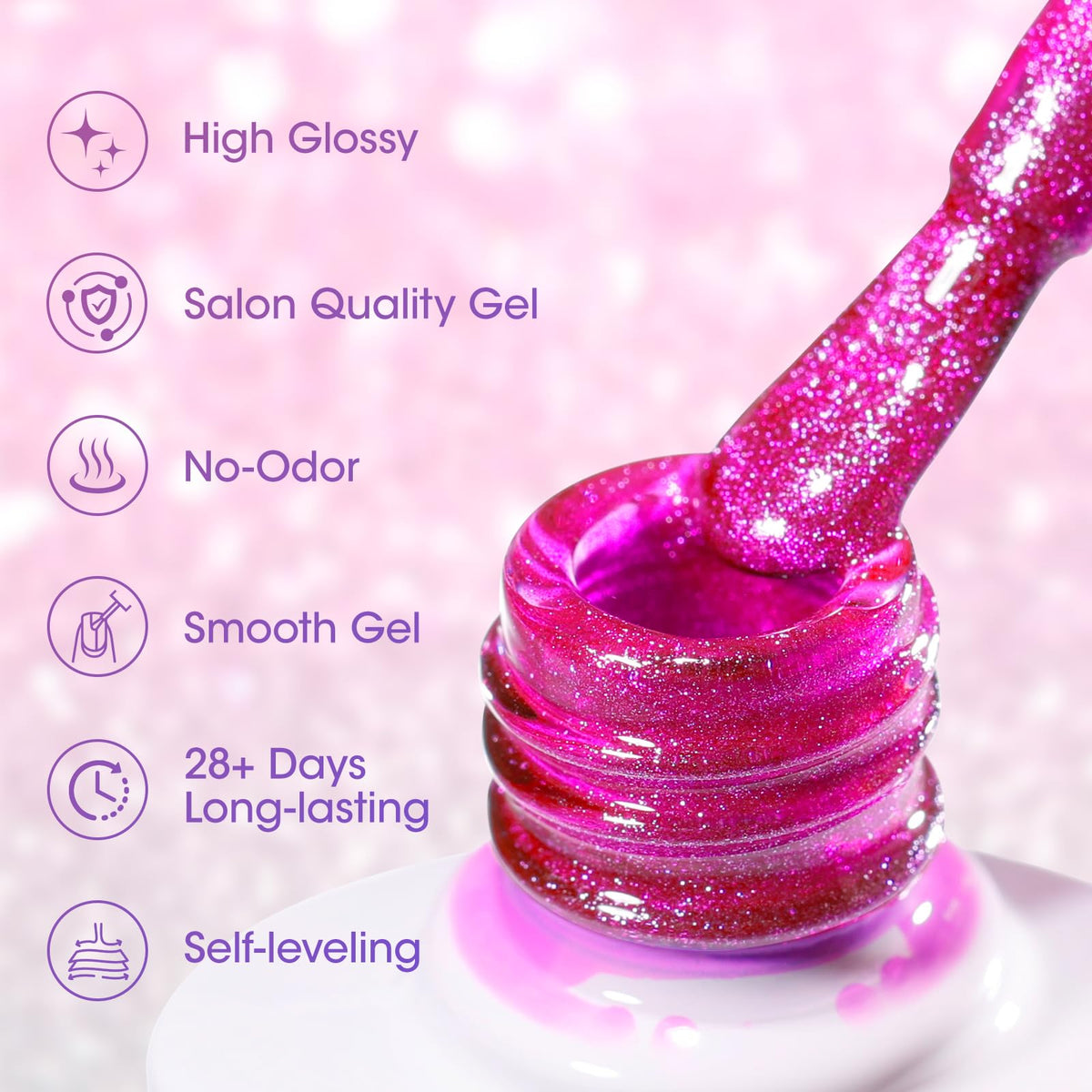 GELLEN Fruit Collection Cat Eye Gel Nail Polish, 6 Colors Neon Magnetic Gel Polish Set with Sparkle Finish, Soak Off UV LED Holographic Reflective Polish Kit for DIY Manicure or Salon Use