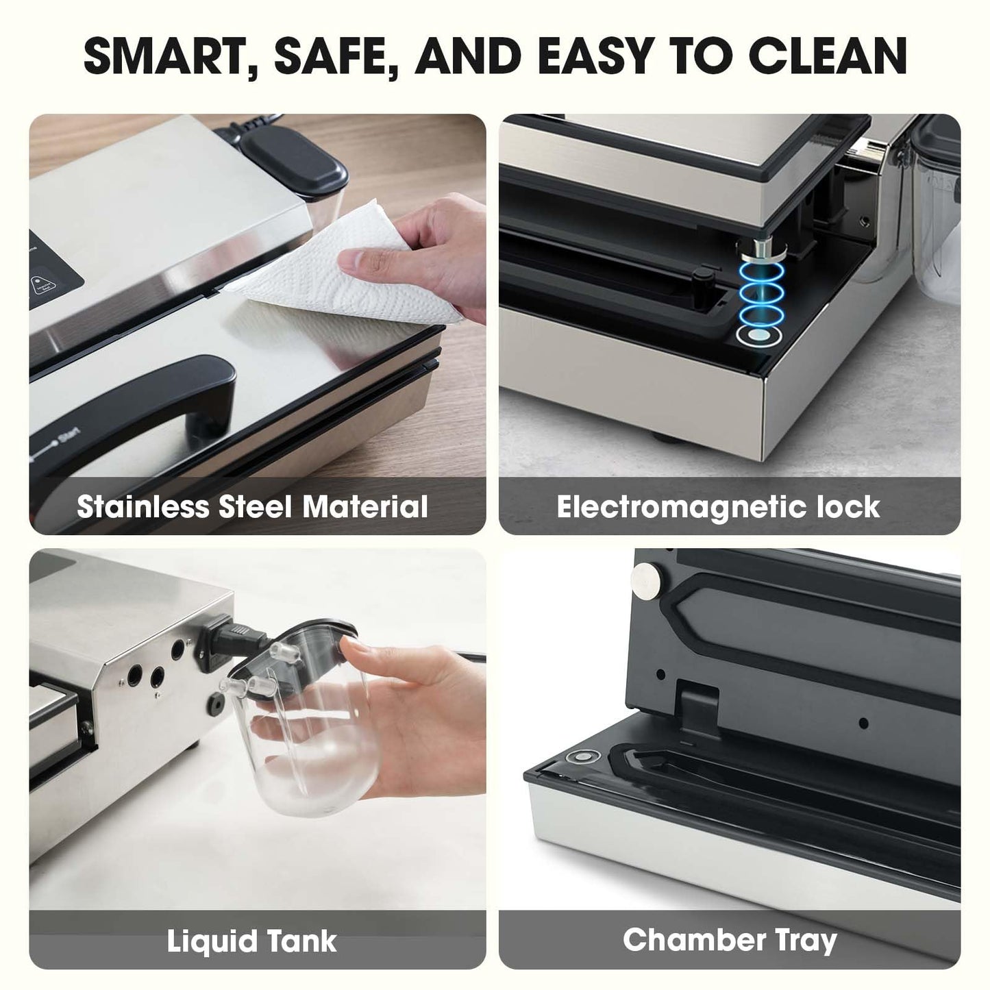 Vesta Precision 16'' Commercial Vacuum Sealer Machine for Moist Foods, 95kPa Heavy Duty Meat Sealer with Dual Vacuum Pumps & Auto Cooling, Adjustable Sealing and Vacuum Time Control, Stainless Steel