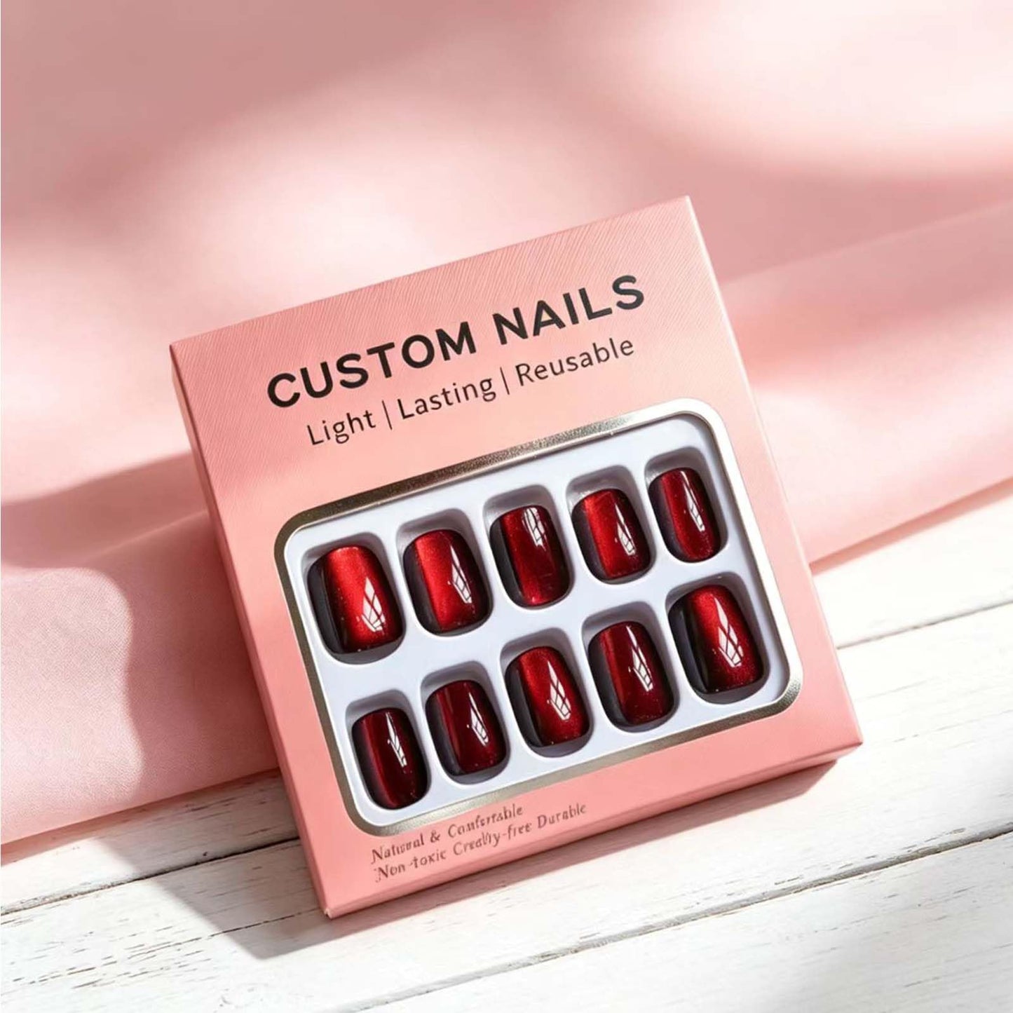Hkanlre Short Press-On Nails Square Fake Nails Jelly Acrylic Fake Nail Finish Salon-Quality Holiday Nails 30 Nail Kit for Women
