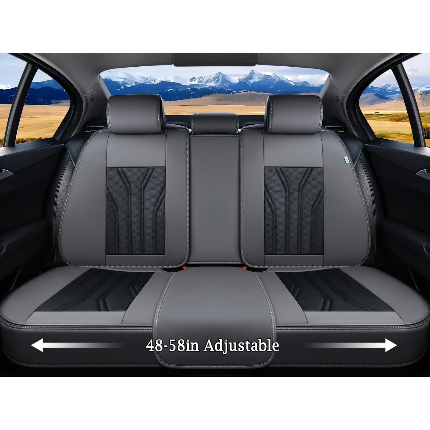 FLORICH Leather Seat Covers, Seat Covers Full Set, Car Seat Protectors 5 Seats, Automotive Seat Covers Fit for Most Cars Trucks SUV- Gray&Black