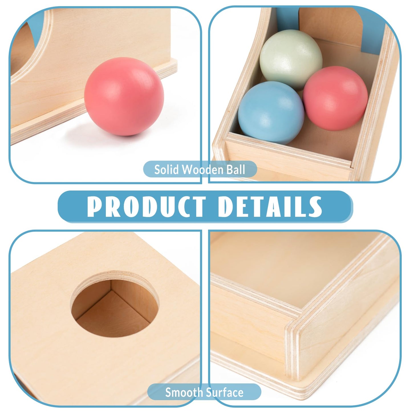 Busy edition Montessori Toys for Babies 6-12 Months, Wooden Object Permanence Box, 9 Month Old Baby Toys, Preschool Developmental Toy for Infant, Toddler Ball Drop Toy Girl Boy Gift