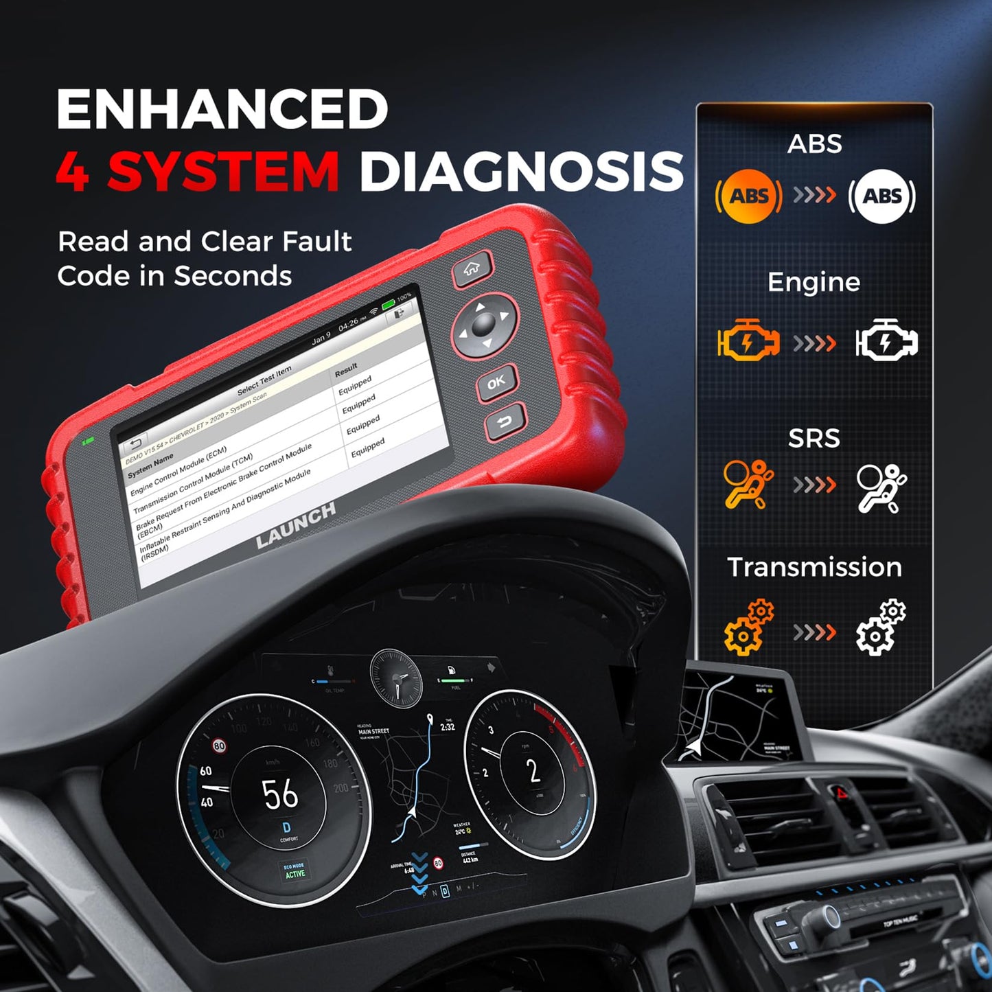 LAUNCH OBD2 Scanner CRP123X Elite V2.0, 2026 Lifetime Free Update Diagnostic Scan Tool, Car Engine Code Reader with Oil/Brake/SAS/BMS/D.P.F/ABS Bleeding/Throttle Reset, FCA SGW, Auto VIN, Battery Test