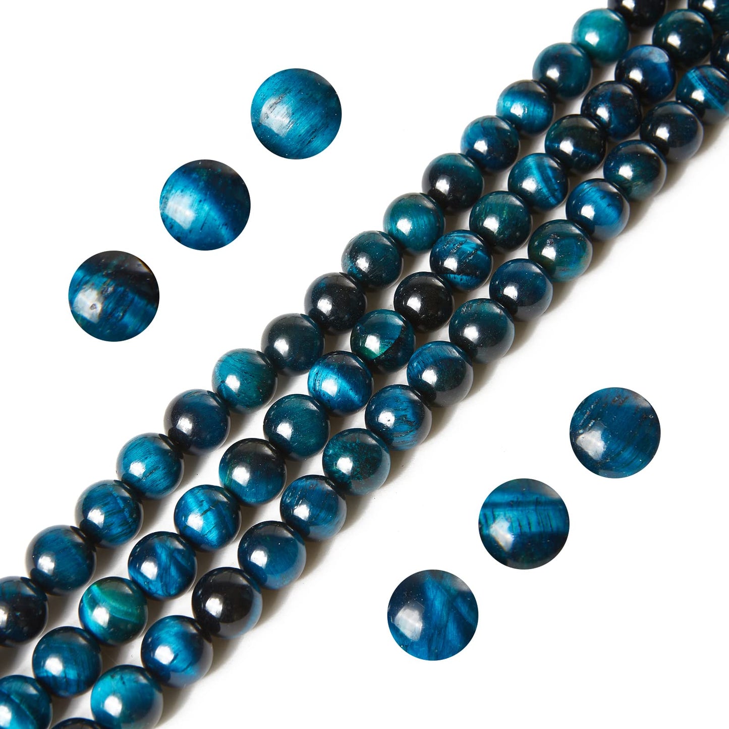 100pcs 6mm Aquamarine Tiger Eye Beads Natural Gemstone Beads Round Loose Beads for Jewelry Making