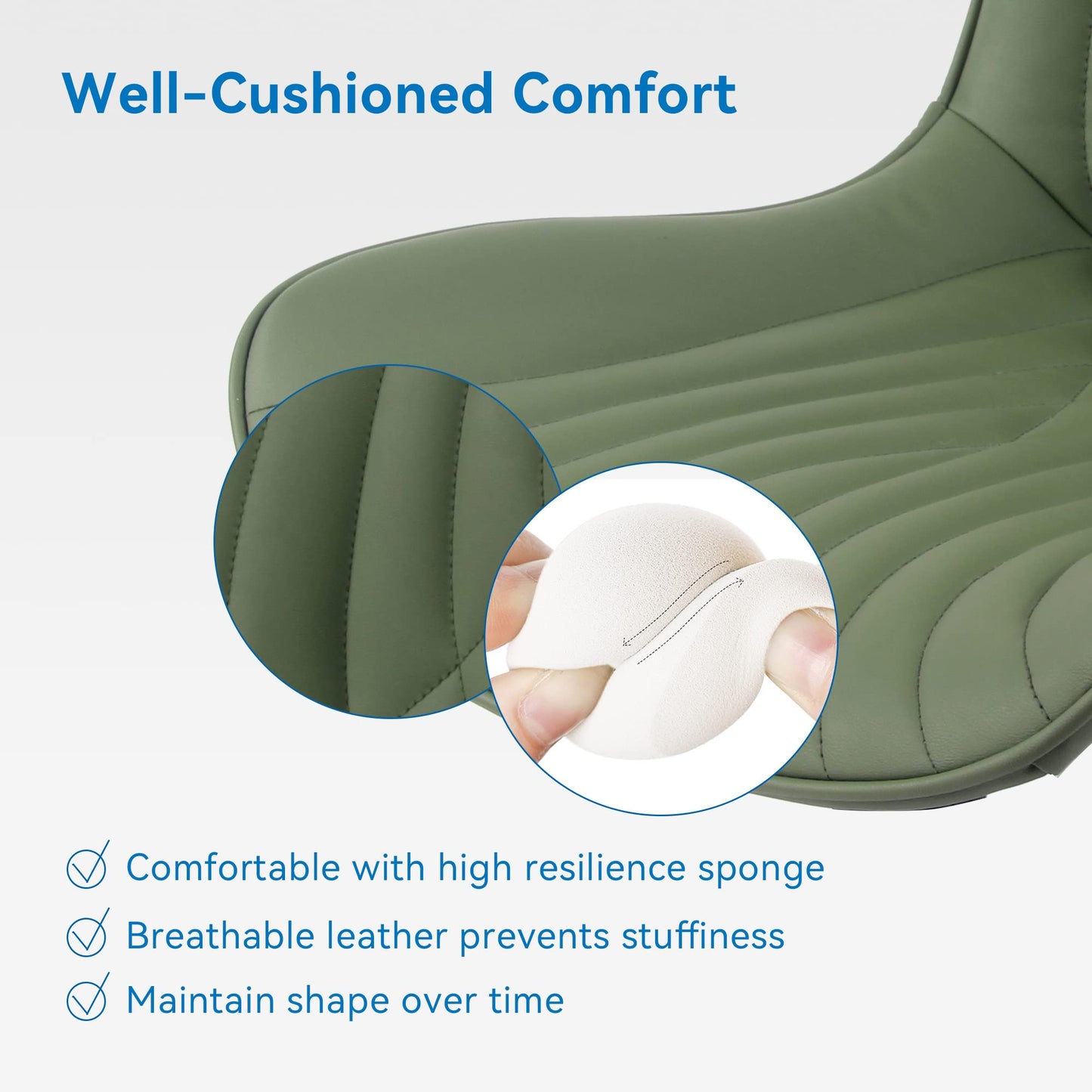 YOUNIKE Office Chair, Armless Desk Chair Computer Chair with Wheels, Modern Upholstered PU Leather Task Chair, Rolling Adjustable Swivel Home Office Desk Chair, Dark Green