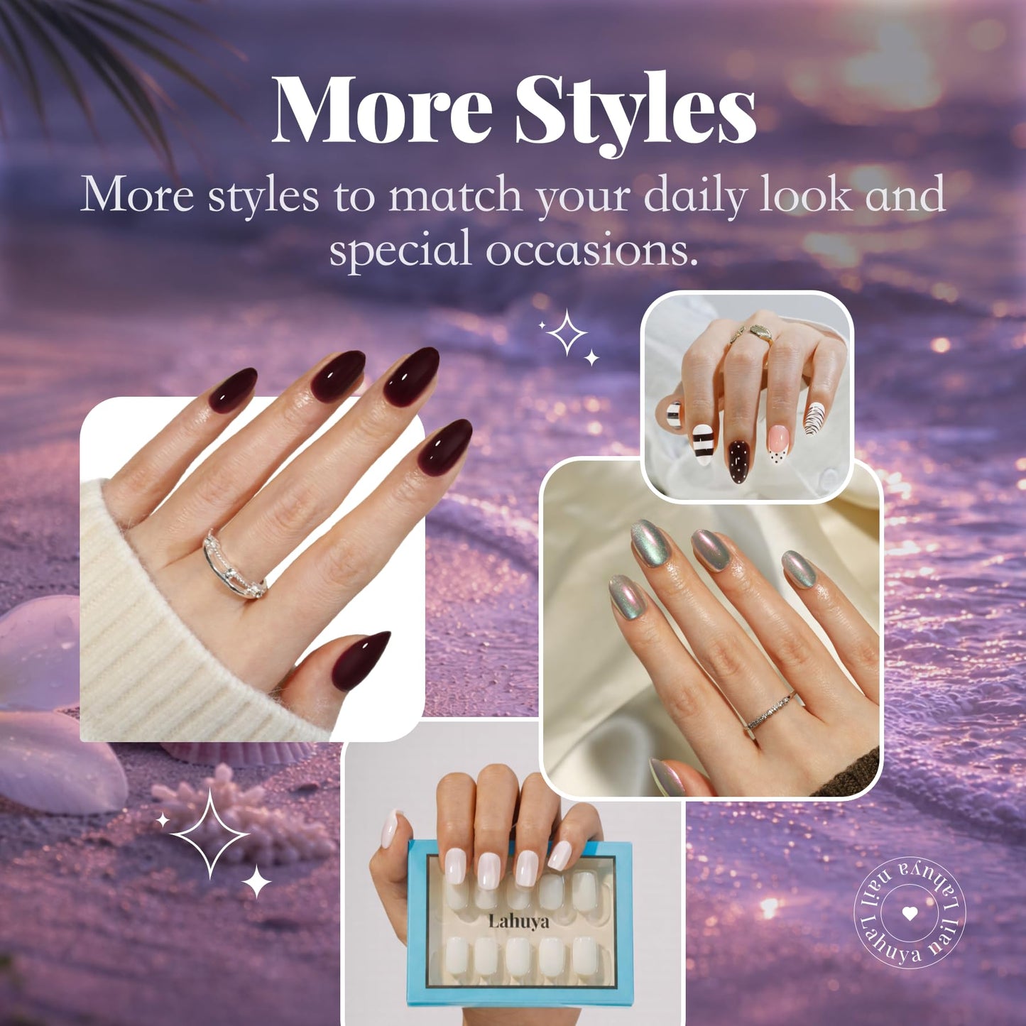 LAHUYA Press On Nails – Cozy Girl | Nail Artist Designed Short Squoval Fake Nails with Soft Mauve Pink Glossy Finish, Reusable Press On Nails in 15 Sizes – 30 Nails Kit with Glue