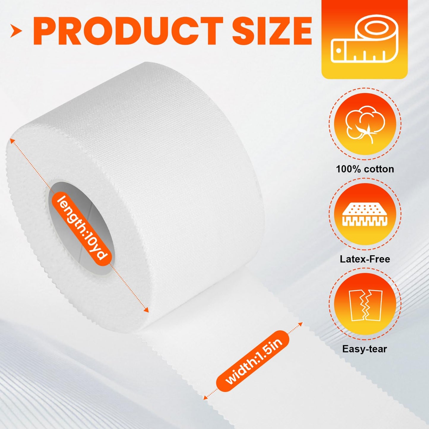 16 Pack Athletic Tape, White Sports Tape for Wrist Ankle Protection, Sports Tape Athletic No Sticky Residue, Easy to Tear Gymnastics Tape for Soccer, Football, Training Supplies (1.5" x 160 Yards)"