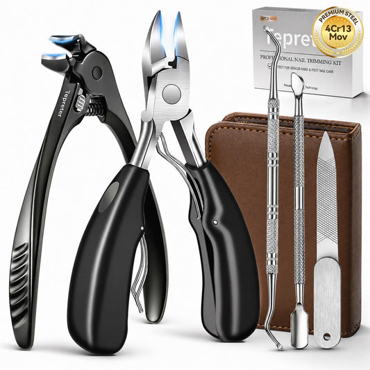 Toenail Clippers for Seniors, Heavy Duty Thick Nails Fingernail Clipper, Ergonomic Long Handle Angled Head Large Nail Cutter with Catcher for Men Women Manicure Set with Travel Case, Mothers Day Gifts