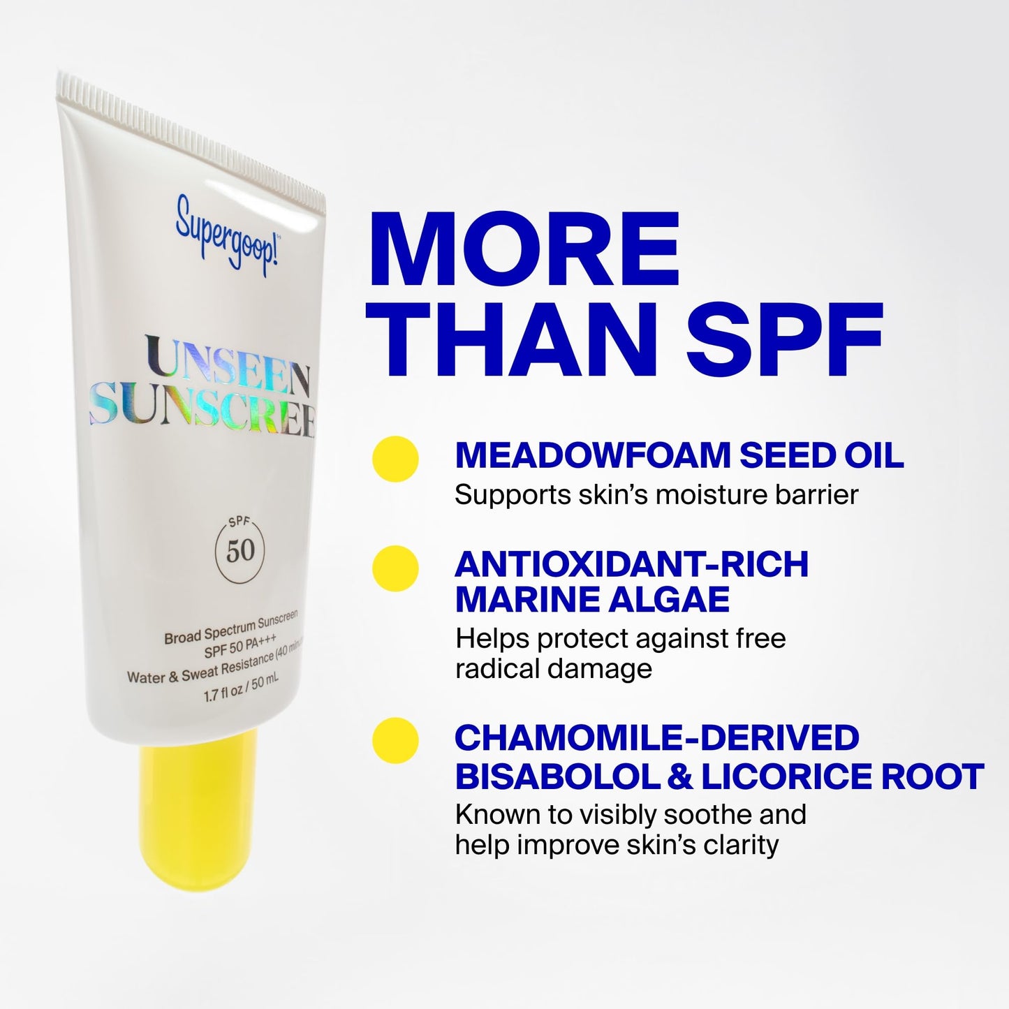 Supergoop! Unseen Sunscreen - SPF 50 - Clear & Invisible Face Sunscreen + Broad Spectrum + Makeup-Gripping Primer - Weightless, Scentless, Oil Free - For All Skin Types & Tones - 2.5 fl oz