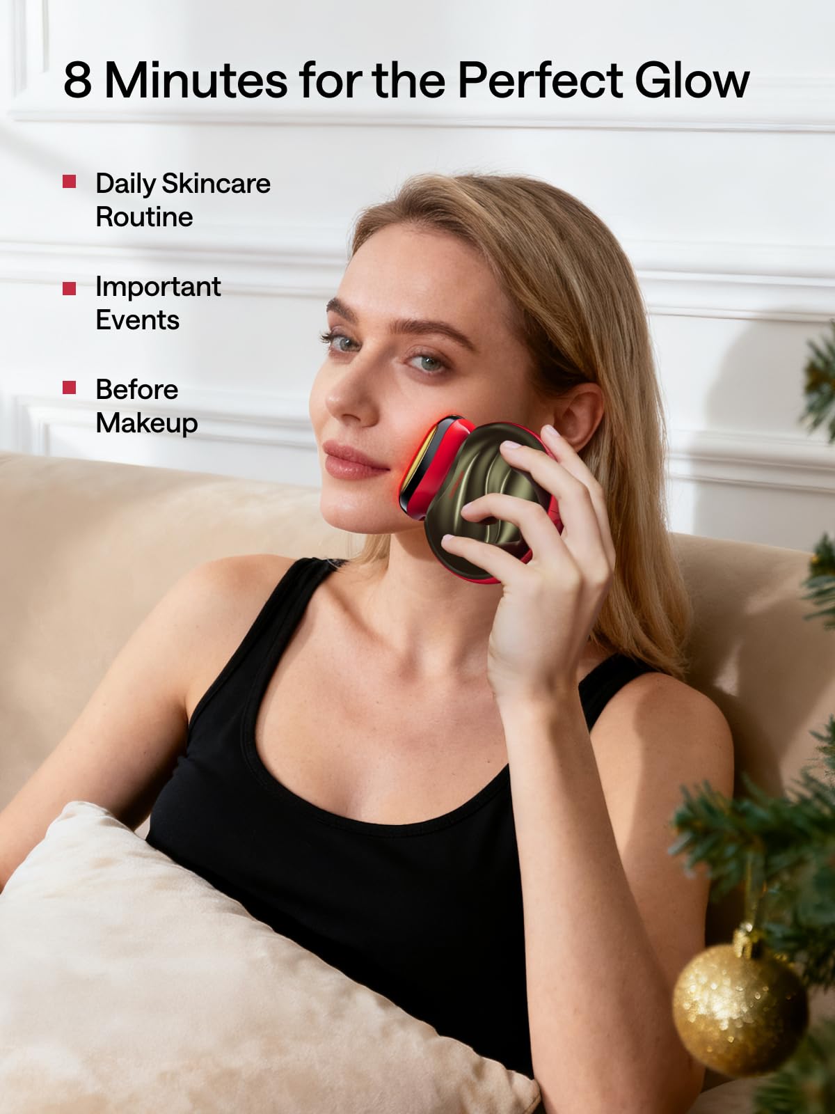JMOON by Ulike Microcurrent Facial Device, Red Light Therapy for Face, Medical-Grade Anti-aging Skin Care, 4 Modes & 5 Energy Levels for Face Lift, Ideal for Smile Lines, Eyes, Forehead, 2 Gels Includ
