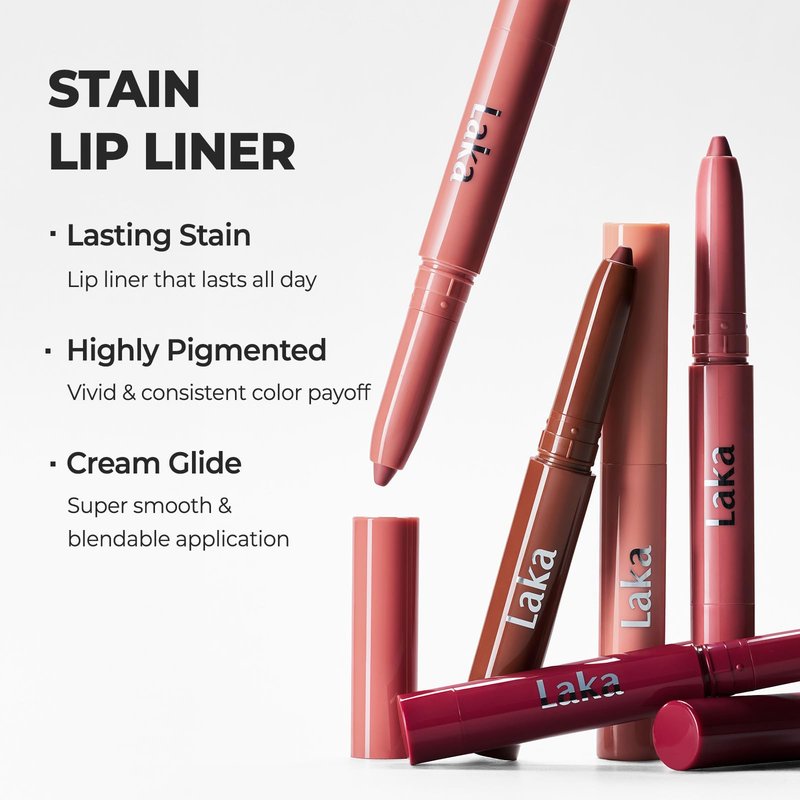 Laka Soothing Prep Lip Mask + Stain Lip Liner #02 Suede Pink & Fruity Glam Lip Tint #124 Maro, Peel-off Lip Mask & Long Lasting Vivid Color