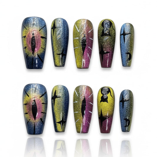 Handmade Press On Nails Demon Eye Reusable Stick On Fake Nails Luxury Elegant Sexy Style For Women Gift With Nail Glue S