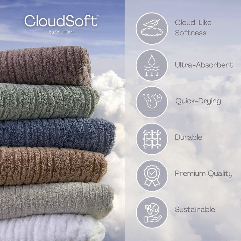 SKL Home CloudSoft Cotton Luxury Bath Towel, Oatmeal