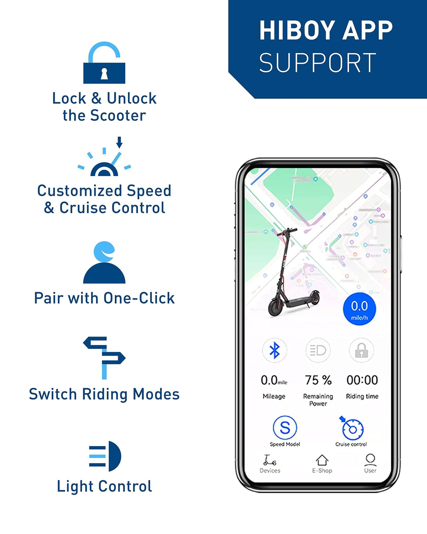 Hiboy Electric Scooter for Adults, 19 MPH, 25 Miles Range, 500W Motor (750W Peak), Foldable E Scooter with Phone Holder, Dual Speed & Dual Brake System, Lightweight Commuter Scooter for Adults