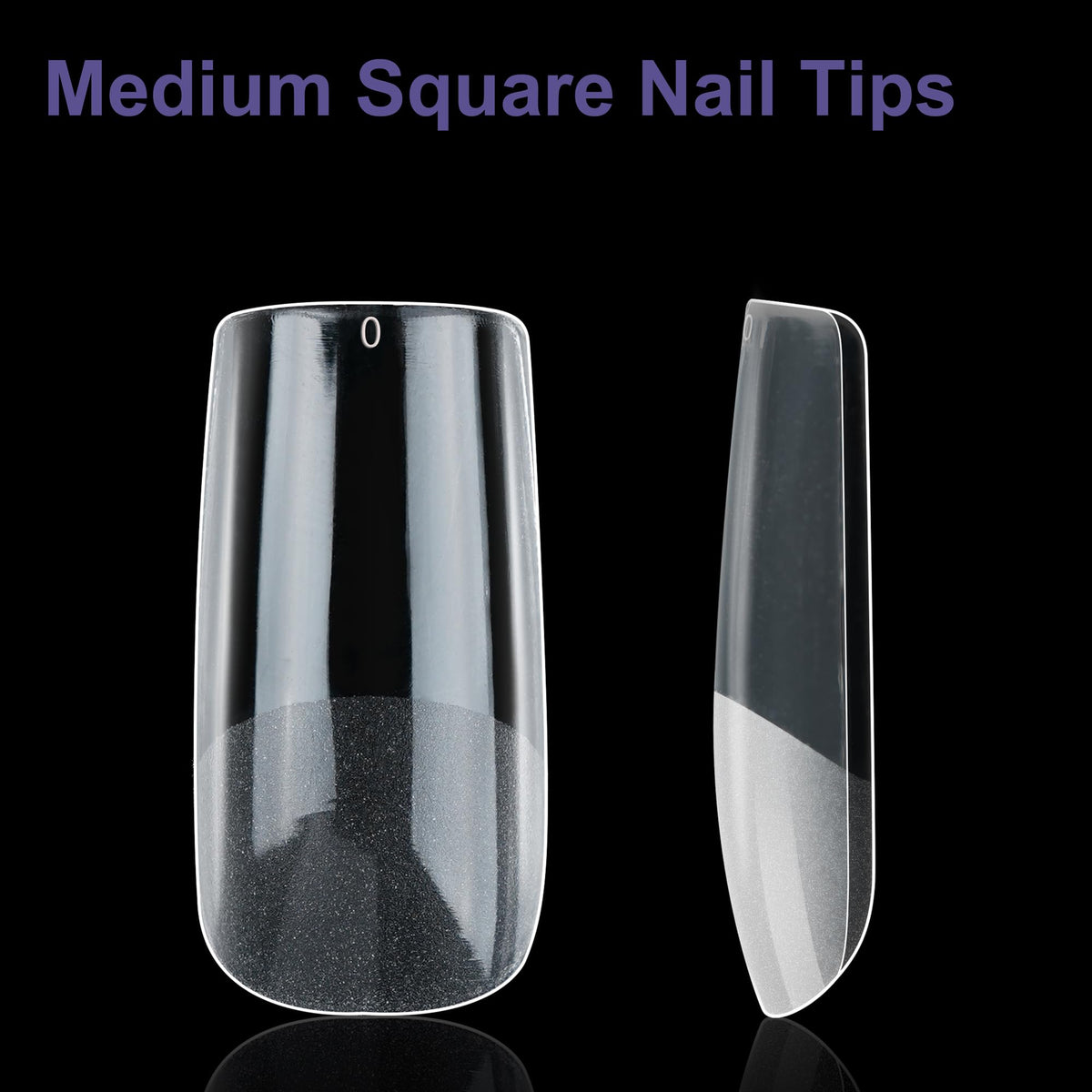Half Matte Medium Square Fake Nail Tips, Soft Gel Pre-Shaped Nail Tips, Full Cover False Nails with Clear Box for Nail Salons and DIY Nail Art, 600PCS/12 Sizes