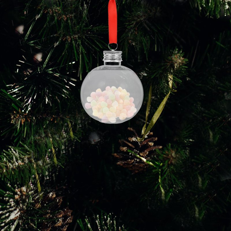 TOVINANNA 10pcs Round Plastic Bottle Shaped Christmas Ornaments Fillable Candy Tree Decorations