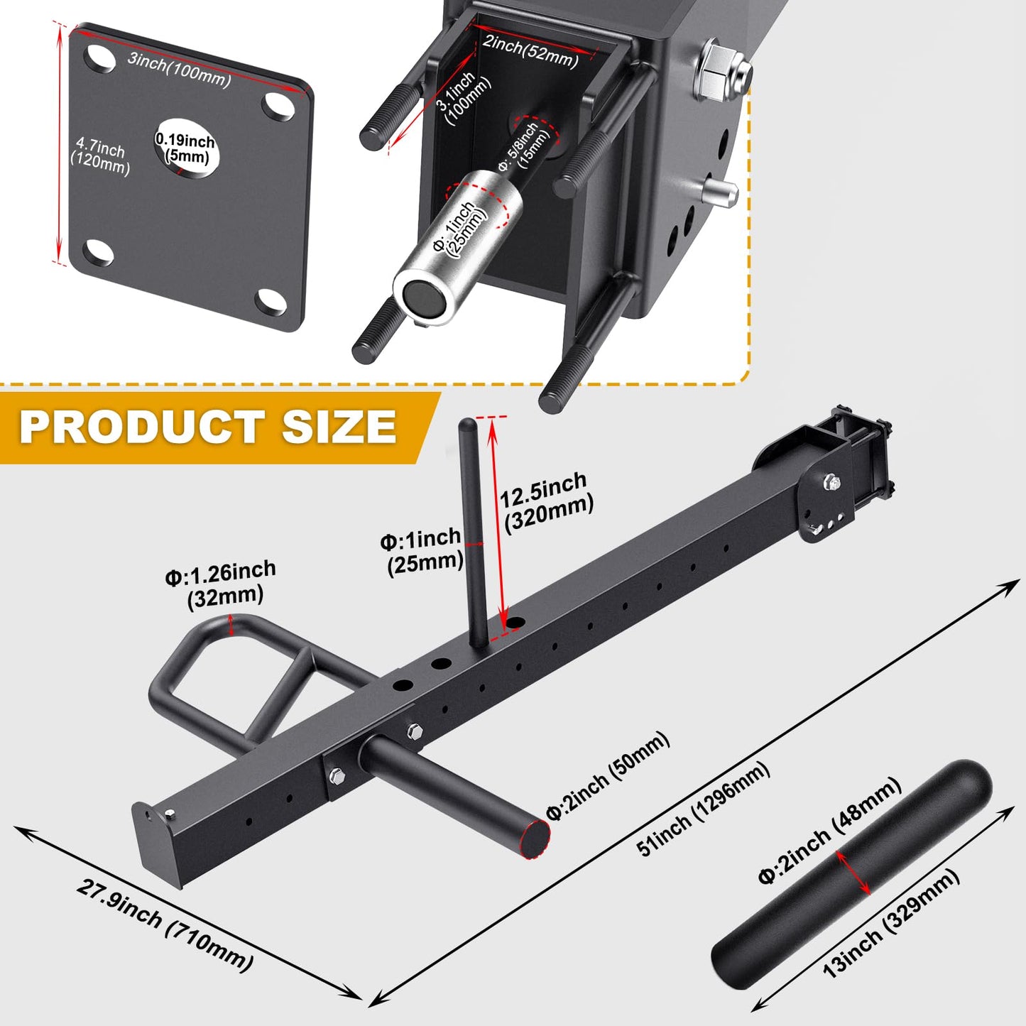 Kipika Power Rack Jammer Arms - Adjustable Height & Angle Lever Arm System for 2x2 Power Cages with 5/8" or 1"" Holes - Fits 2-Inch Olympic Plates - 1 Pair (‎for 2"" x 2"" Racks with 5/8"" or 1"" Holes)"
