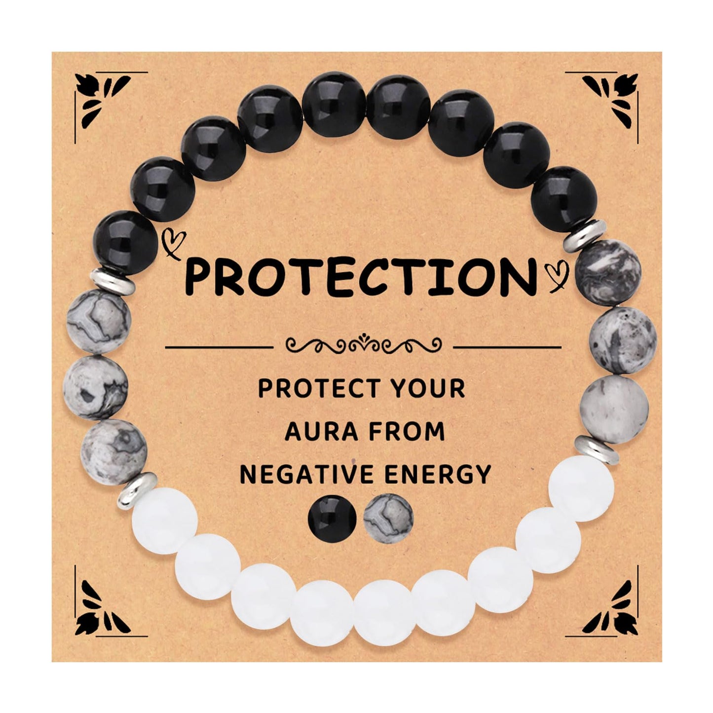 Lucky And Protection Bracelet,8mm Healing Crystal Bracelet,Stress Relief Anxiety Yoga Bracelet Brings Lucky Charm Presents