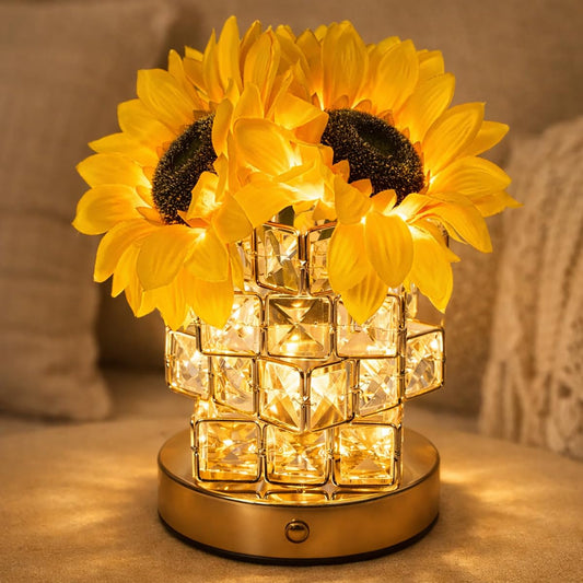 Fussion Sunflower Lamp, Mothers Day Gifts for Women, Rechargeable Flowers Night Light, Cordless Decorative Table Lamp with 3 Color Temperatures, Birthday Gifts for Grandma Girlfriend, Bedroom Decor