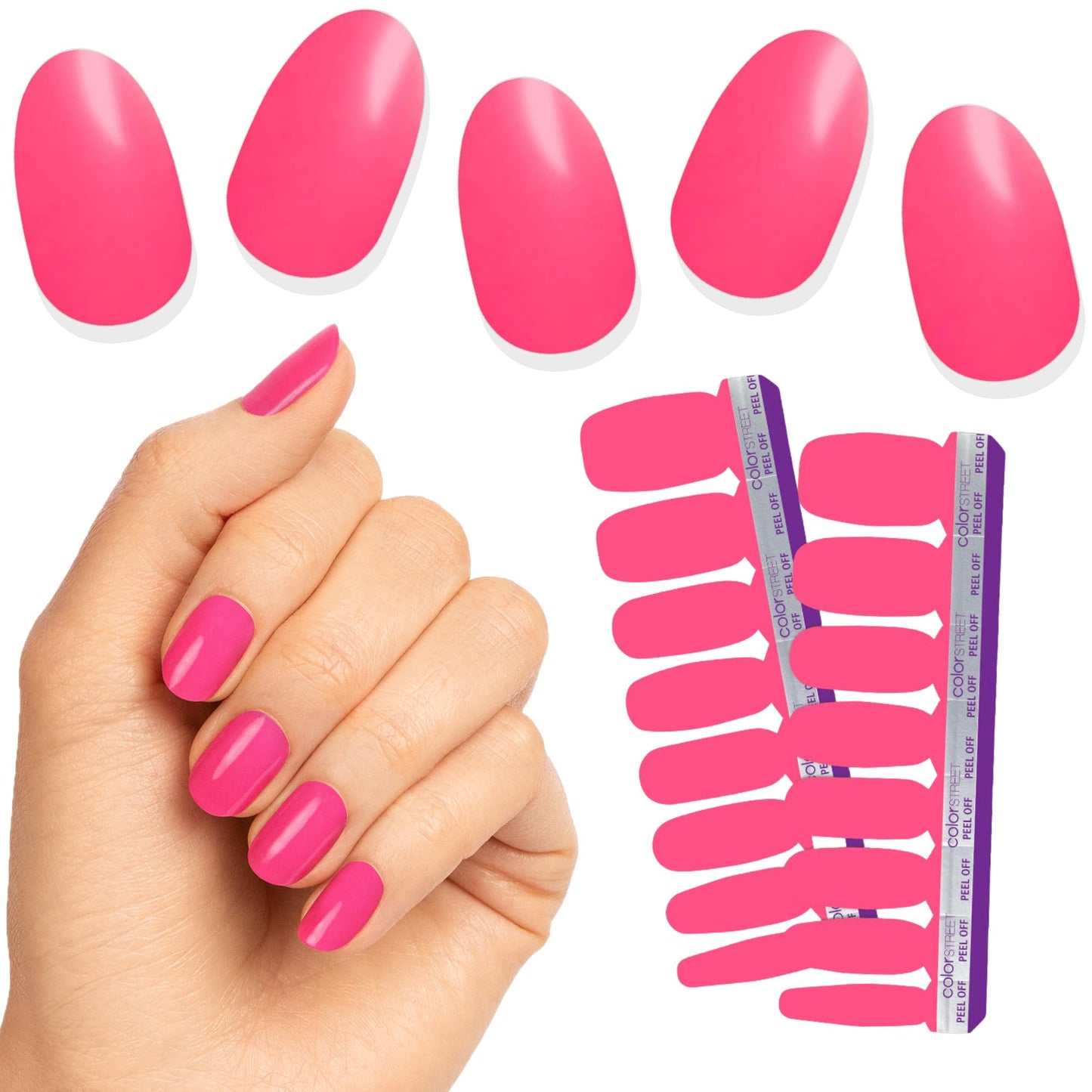 ColorStreet Watermelon Session - Juicy Watermelon Pink Nail Strips Creme Finish 16 Double-Ended Nail Polish Strips vibrant, Mouthwatering Color for a Fun, Fresh Manicure Easy to Apply, No Drying Time