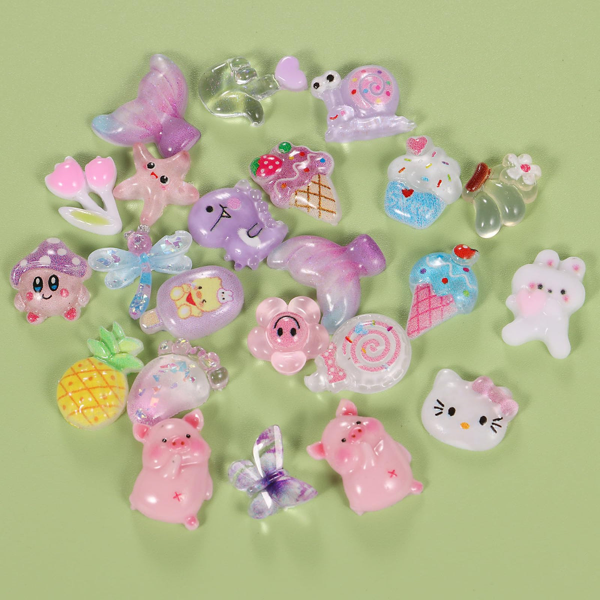 TAMHOO Pack of 250pcs Cute & Sweet 3D Nail Charms for Acrylic Nails, Perfect for Nail Art Decorations & DIY Accessories(Style F)