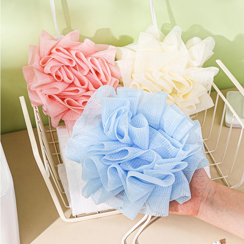 4pcs loofah washcloth Combo 2 in 1 bar soap loofah Pouch Holder Mesh Shower Ball for Exfoliating Body Wash Smooth Skin Free Loofah Dish Towel (Round Square)