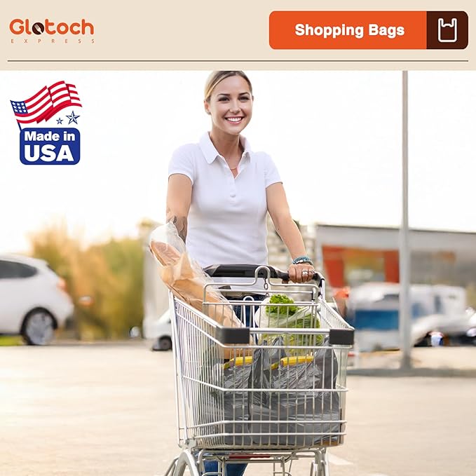Glotoch 1000 Count - Plastic T-shirt Bags Grey (Plain), 11.5" x 6.5" x 21" Grocery Bags with Handles for Restaurant, Retail, Grocery Store, Takeout, Convenience Stores, Shopping Bag in Bulk