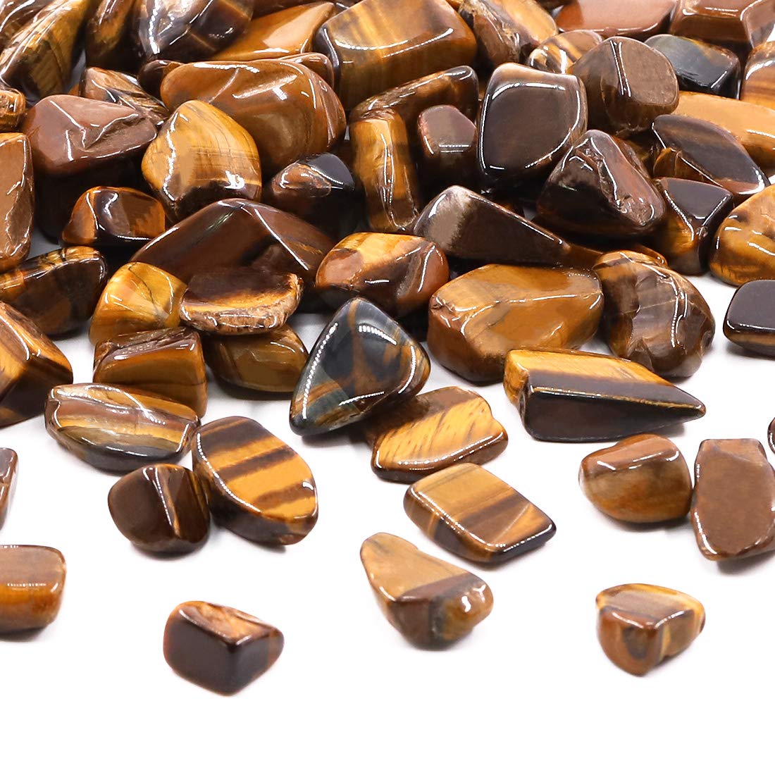 Hilitchi 1lb Bulk Large Natural Tumbled Polished Brazilian Stones Gemstone Healing Crystals Quartz for Wicca, Reiki, and Energy Crystal Healing (Tiger’s Eye About 1lb/450g/16oz/bag)