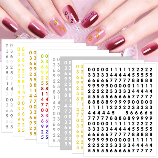 DANNEASY 8 Sheets Small Number Nail Art Stickers for Women Kids Girl Number for Nails Self Adhesive Nail Stickers Numbers Nail Decals 3D Nail Design Nails Decoration