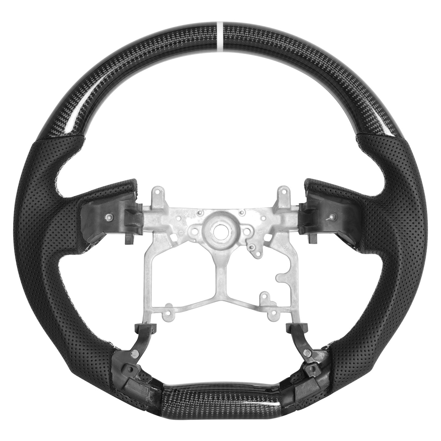 Carbon Fiber Steering Wheel With White Stripe for Toyota Tacoma 2012-2023/Prado LC150 2010-2017/Tundra 2014-2021/4Runner 2010-2024 Steering Wheel D-Shaped Flat Bottom