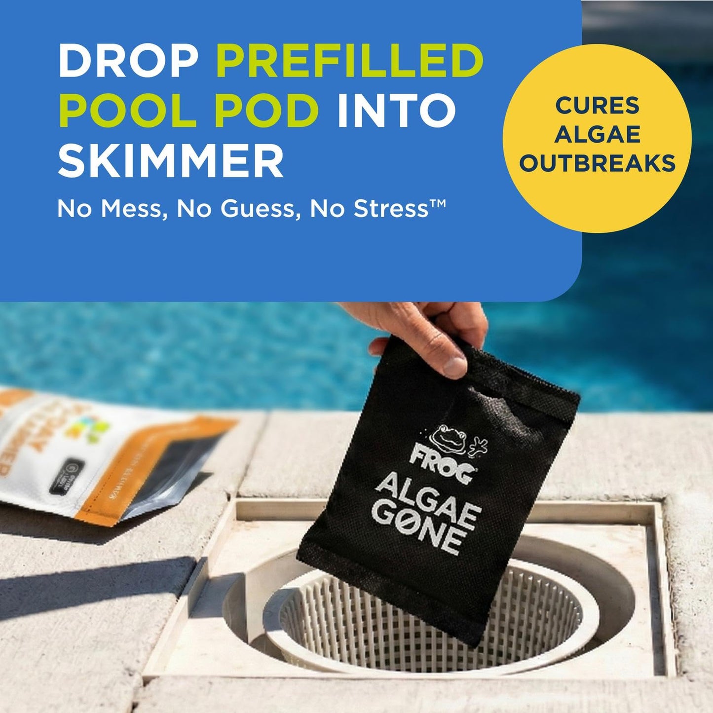 FROG Algae Gone - Dry Formula Algaecide Removes Green and Yellow Algae for In-Ground & Above-Ground Pools up to 20,000 Gallons - Chemical Pool Maintenance & Treatment - 2 Pods