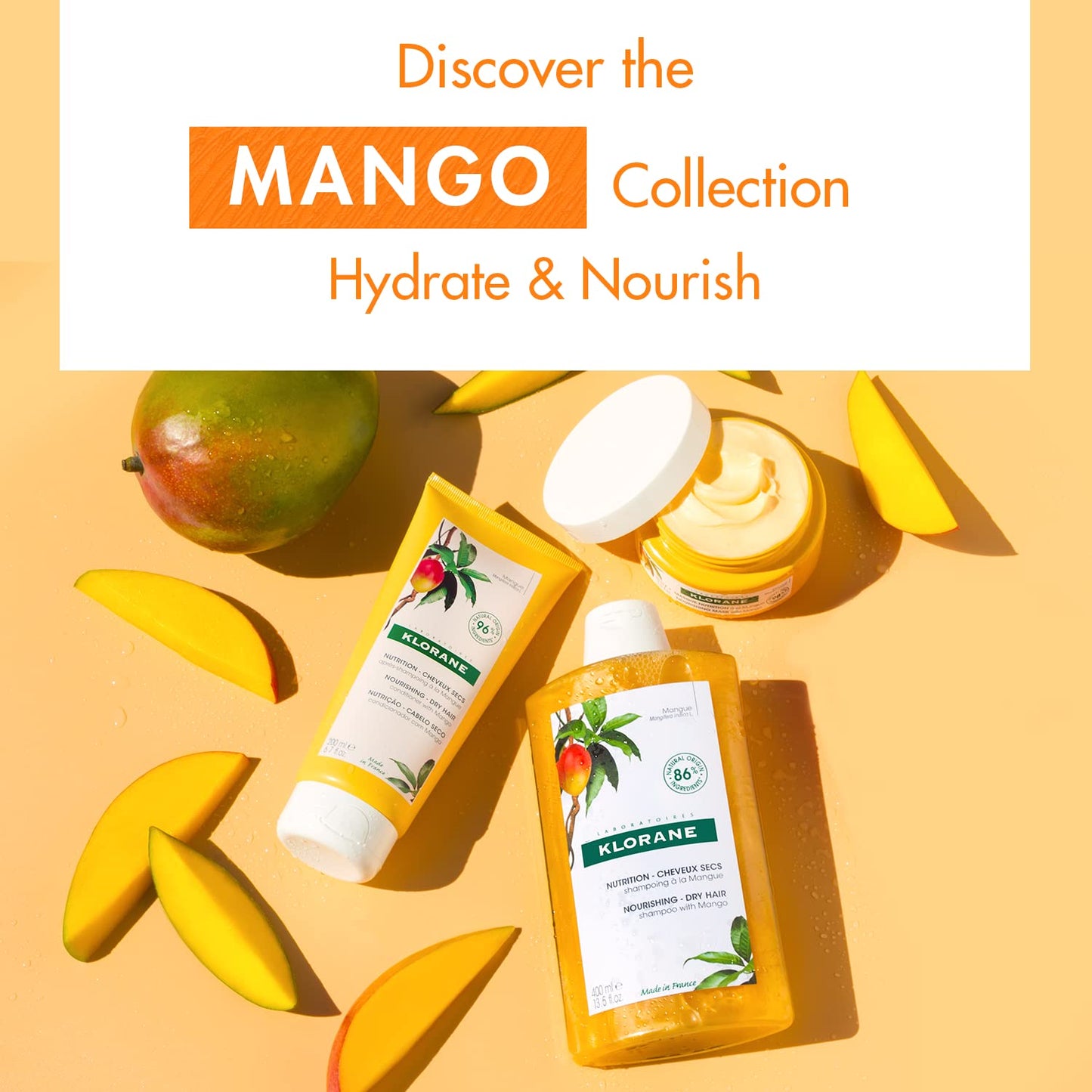 Klorane Nourishing 2-in-1 Mask with Mango, Deep Conditioning and Overnight Treatment for Dry Hair, Paraben, Silicone and Sulfate Free, Biodegradable, Vegan, 5 fl.oz.