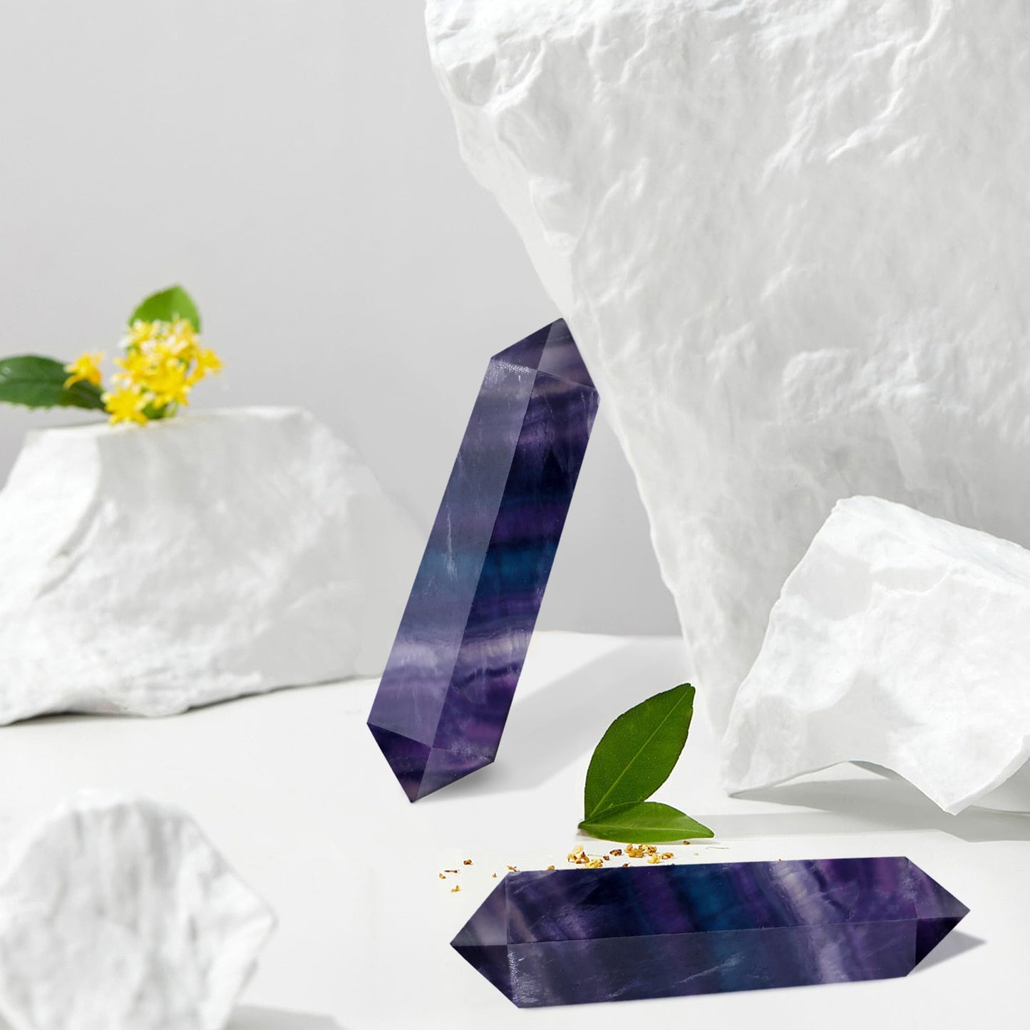 YATOJUZI 3.5" Rainbow Fluorite Healing Crystals Wand Natural Crystals and Healing Stones Large Hexagonal Fluorite Crystal Points for Meditation Divination Reiki Energy Balancing 1PCS