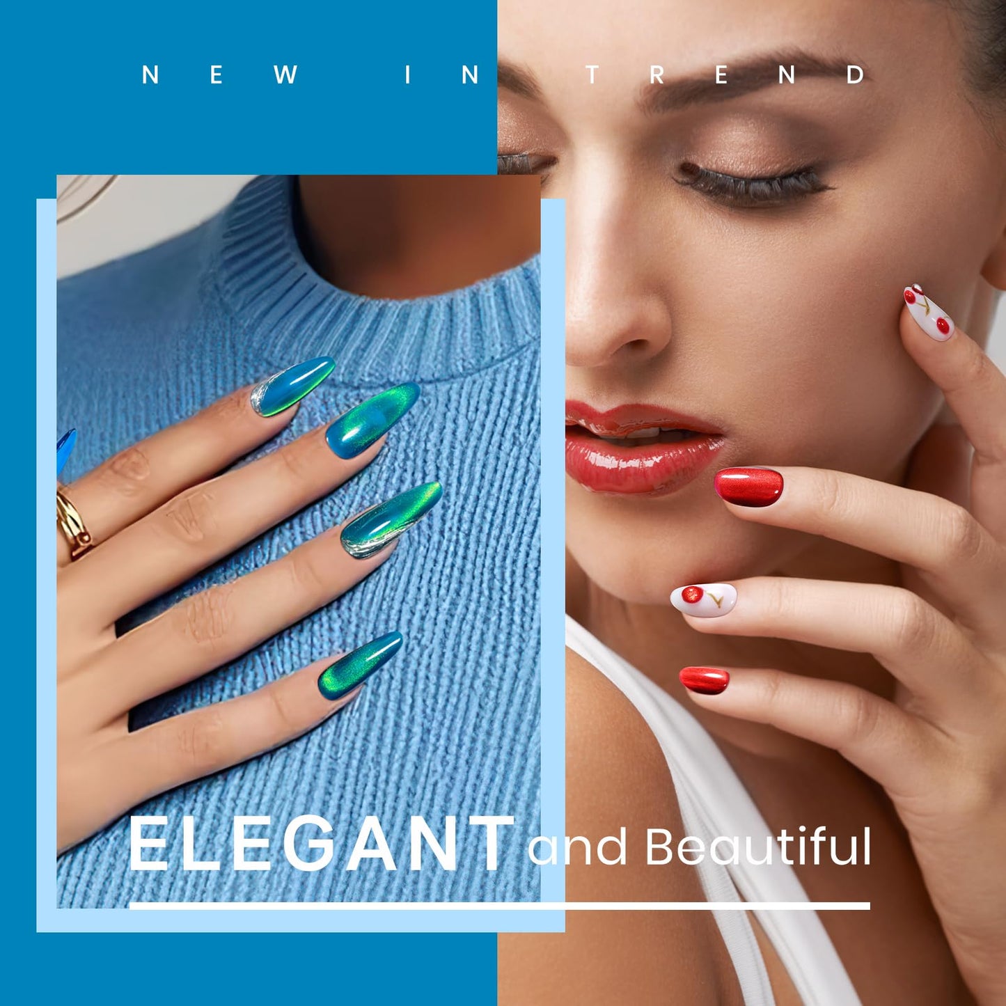 MIZHSE Cat Eye Gel Nail Polish Set, 6 Colors Colorful Magnetic Gel Nail Polish with Magnet Stick, Neon Colors Pink Green Yellow Red Cateye Polish Soak Off Nail Art Manicure Home