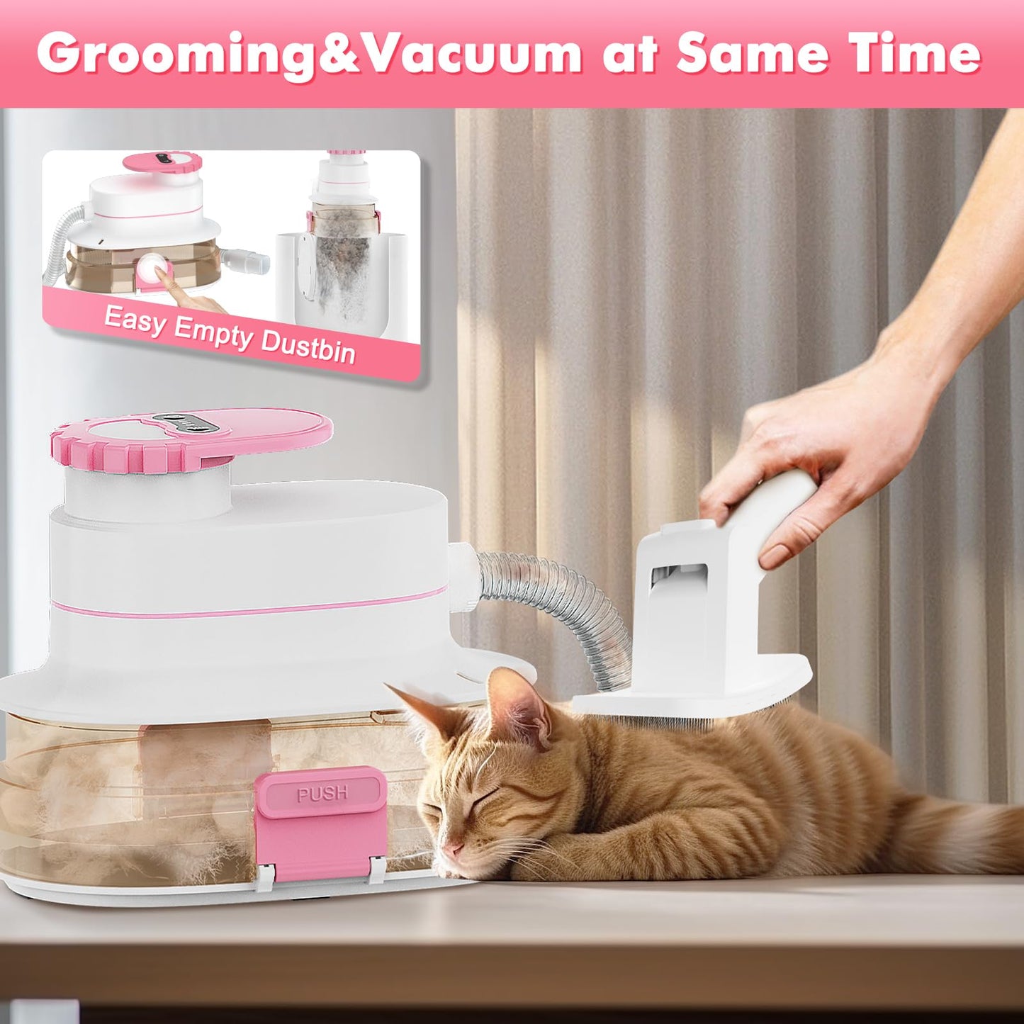 ENERTWIST Pet Grooming Kit - 5-in-1 Dog Hair Vacuum With 4L Large Vac Cup for Shedding, 5 Tools, Suction 99% Fur Hair, Quiet for Dogs, Cats and Other Animals