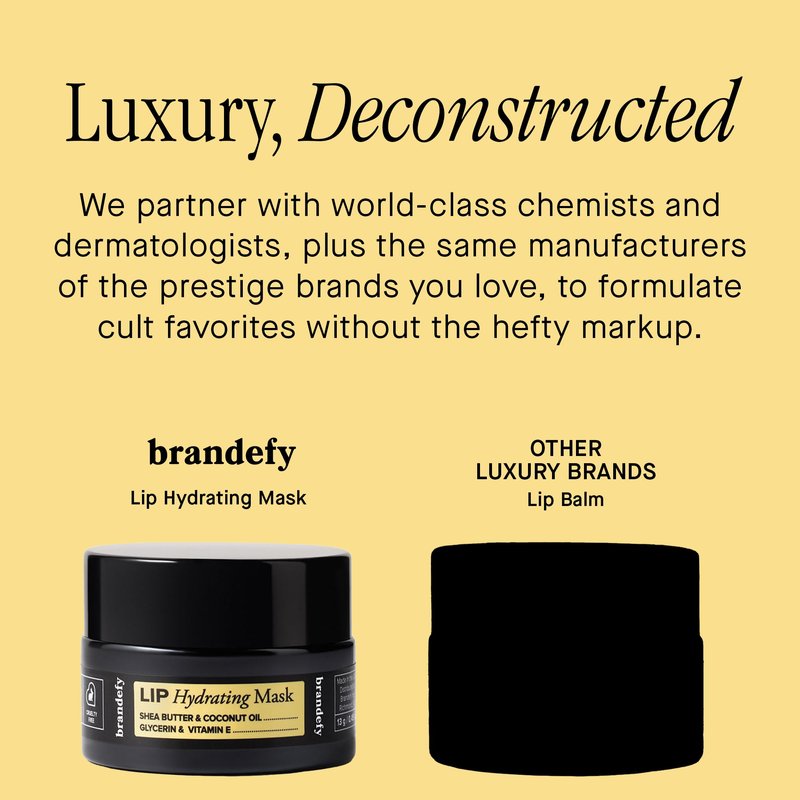 Brandefy Lip Hydrating Mask - Shea Butter and Coconut Oil, Glycerin, Vitamin E - Hydrating, Overnight Lip Mask for Dry Lips, Made in the USA (0.45 Oz)