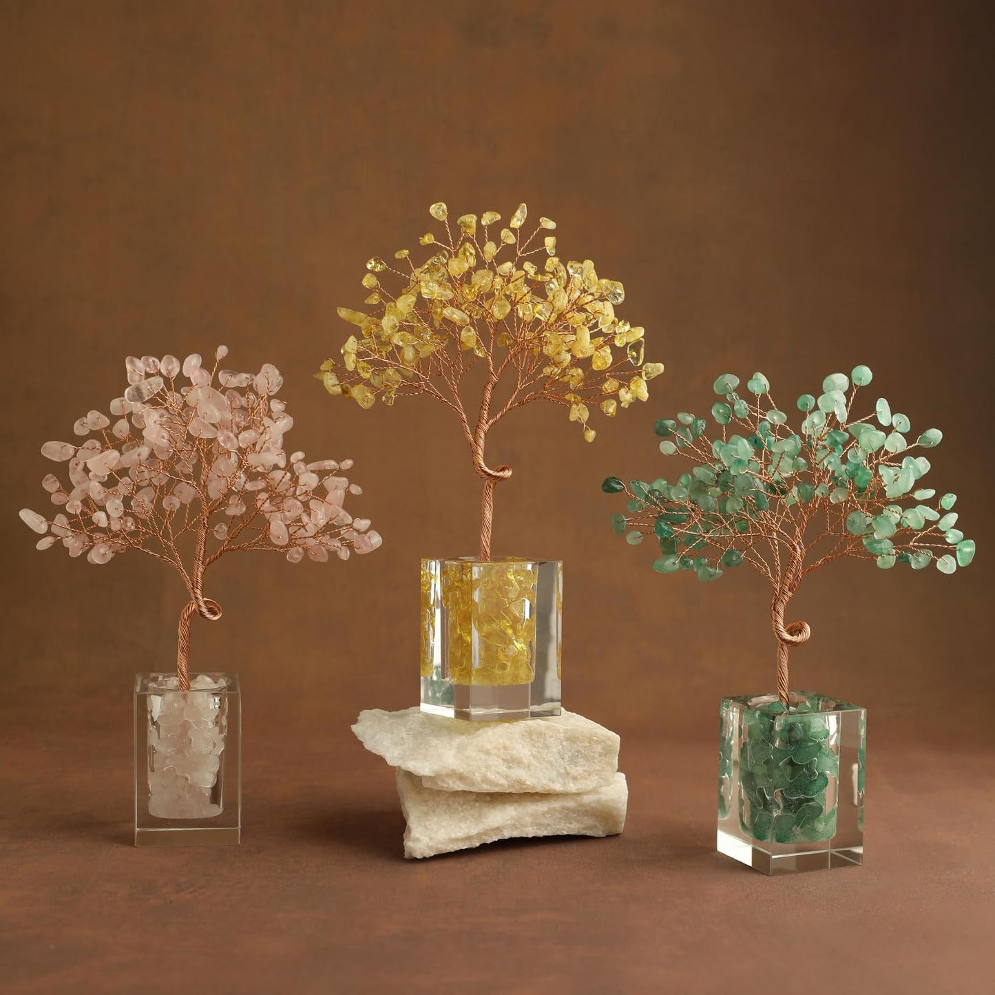 Citrine Crystal Tree of Life Healing Crystals and Stones Home Office Desk Decor Money Bonsai Fengshui Tree for Positive Energy Good Luck Handmade Spiritual Gifts for Women