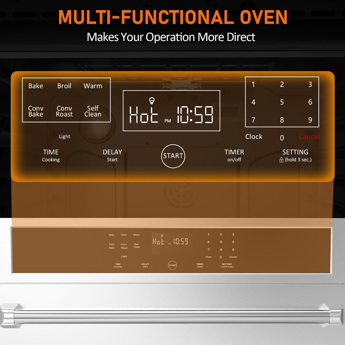 30" Electric Single Wall Oven, 4.8 cu. Ft. Capacity AirFry True Convection, Self Cleaning, Stainless Steel Freestanding Electric Range Oven with Front Control, Silver