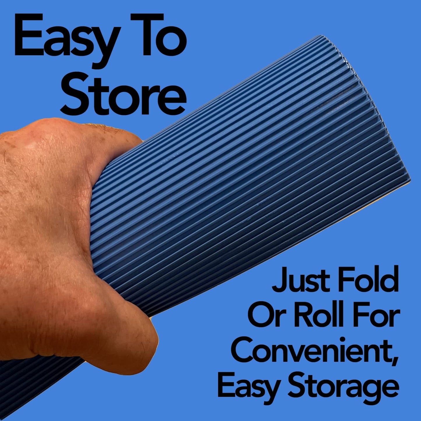 RESILIA Stay-Put Swimming Pool Ladder Mat - Non-Slip, Wide Ribbed, Protective Pad, 36 Inches x 36 Inches, 0.125 Inch Thick, Royal Blue, Made in USA