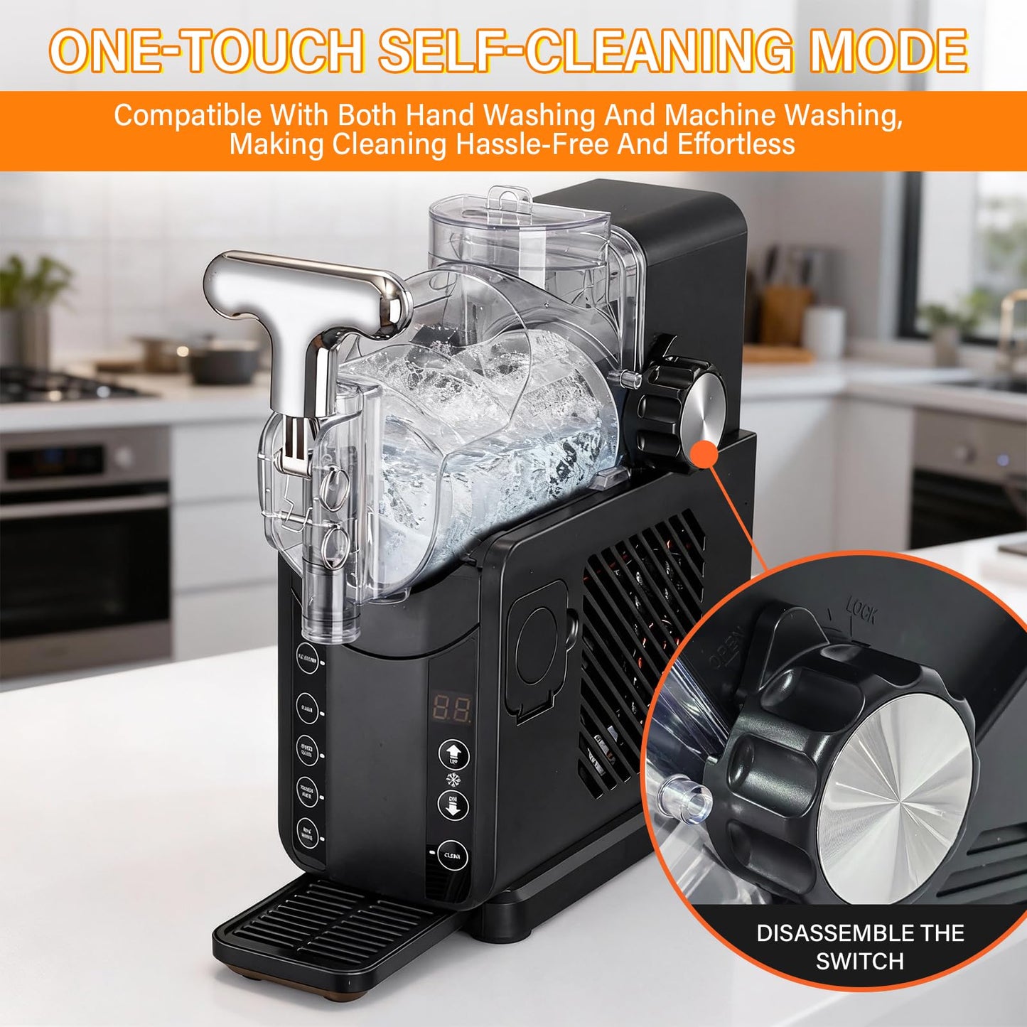 FNOONXY 2-in-1 smoothie/soft ice cream machine, 57oz Frozen Drink Maker, 5 Preset Modes, Auto-Cleaning, No Ice Needed, for Milkshakes, Margarita Slushies & Frozen Beverages