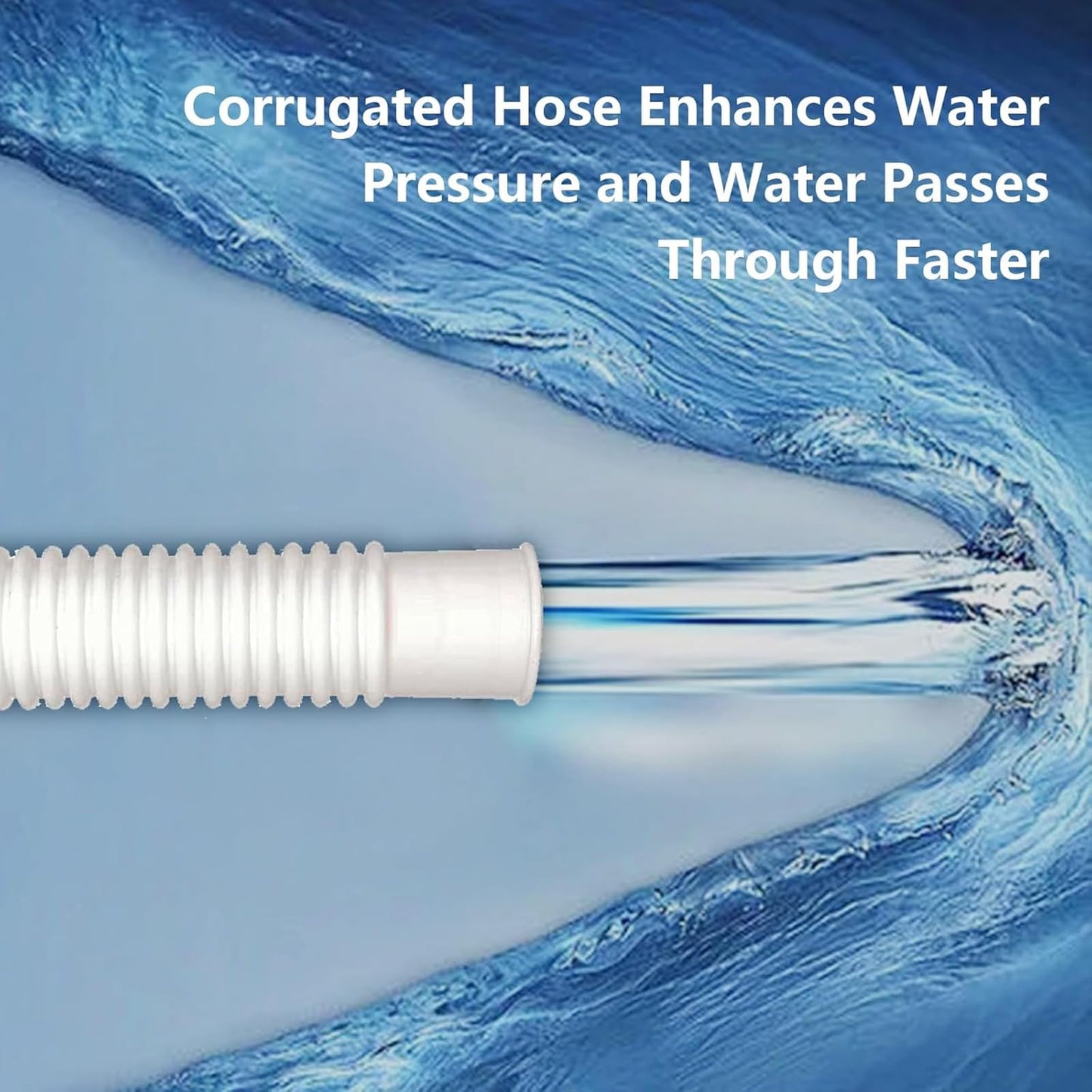 1.5" x 59" Pool Hoses for Above Ground Pools – 2-Pack Pool Pump Replacement Hose with 8 Clamps, Compatible with Intex, Coleman, Summer Waves Pool Pumps & Filters (White 2pcs-1.5“)