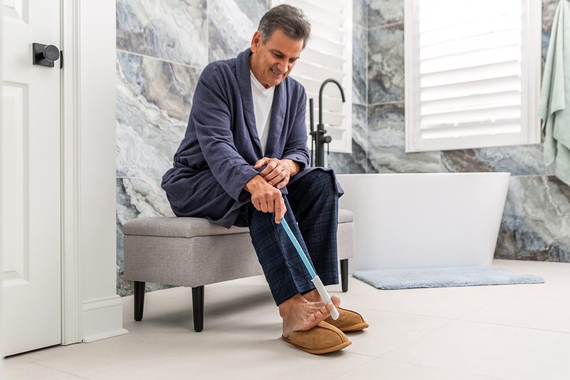 Burlingham's Toe and Foot Towel Brush with Reusable Drying Covers Long 17” Handle for Cleaning Between Toes, Soft Skin Exfoliation,for Seniors, Adults, Kids (Toe Towel Brush + 3 Covers)