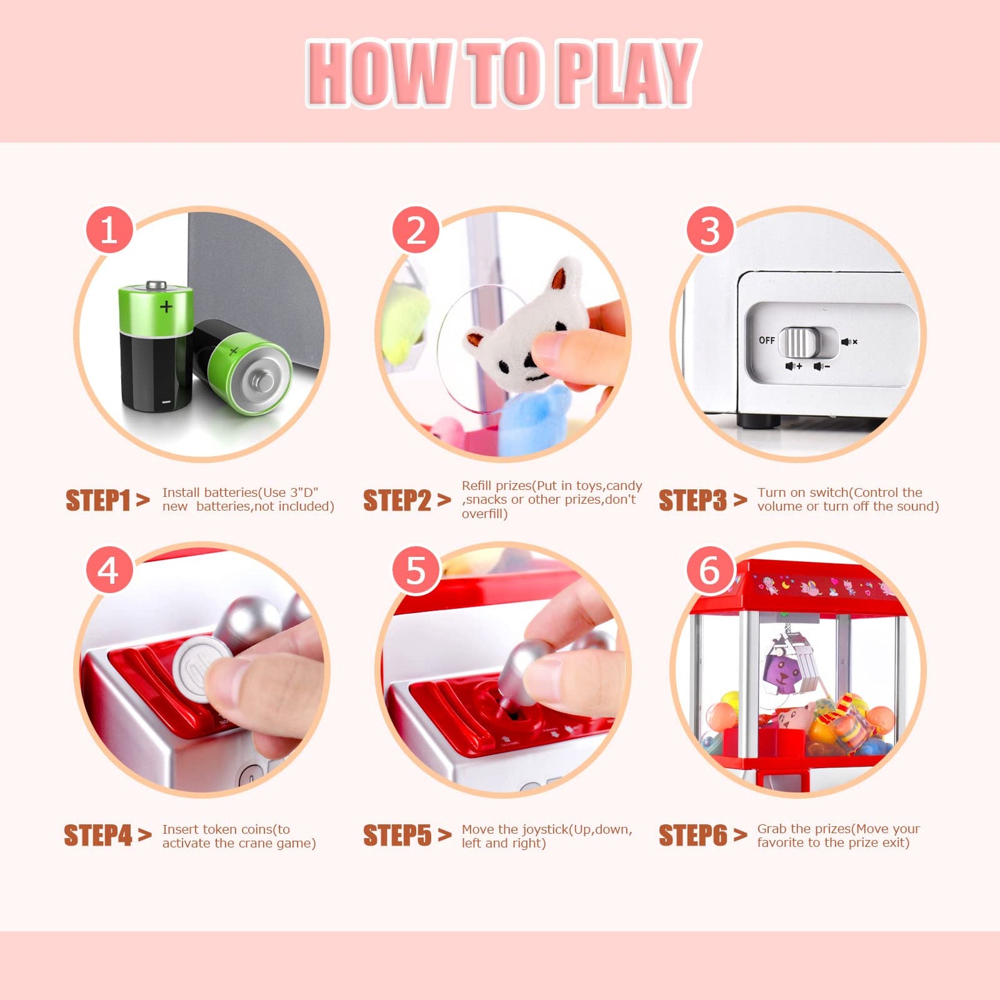 Claw Machine for Kids Toy Mini Arcade Machine Candy Grabber Prize Dispenser Vending Machine Arcade Game Machines for Home Party Christmas Birthday Gifts Cool Girl Toys