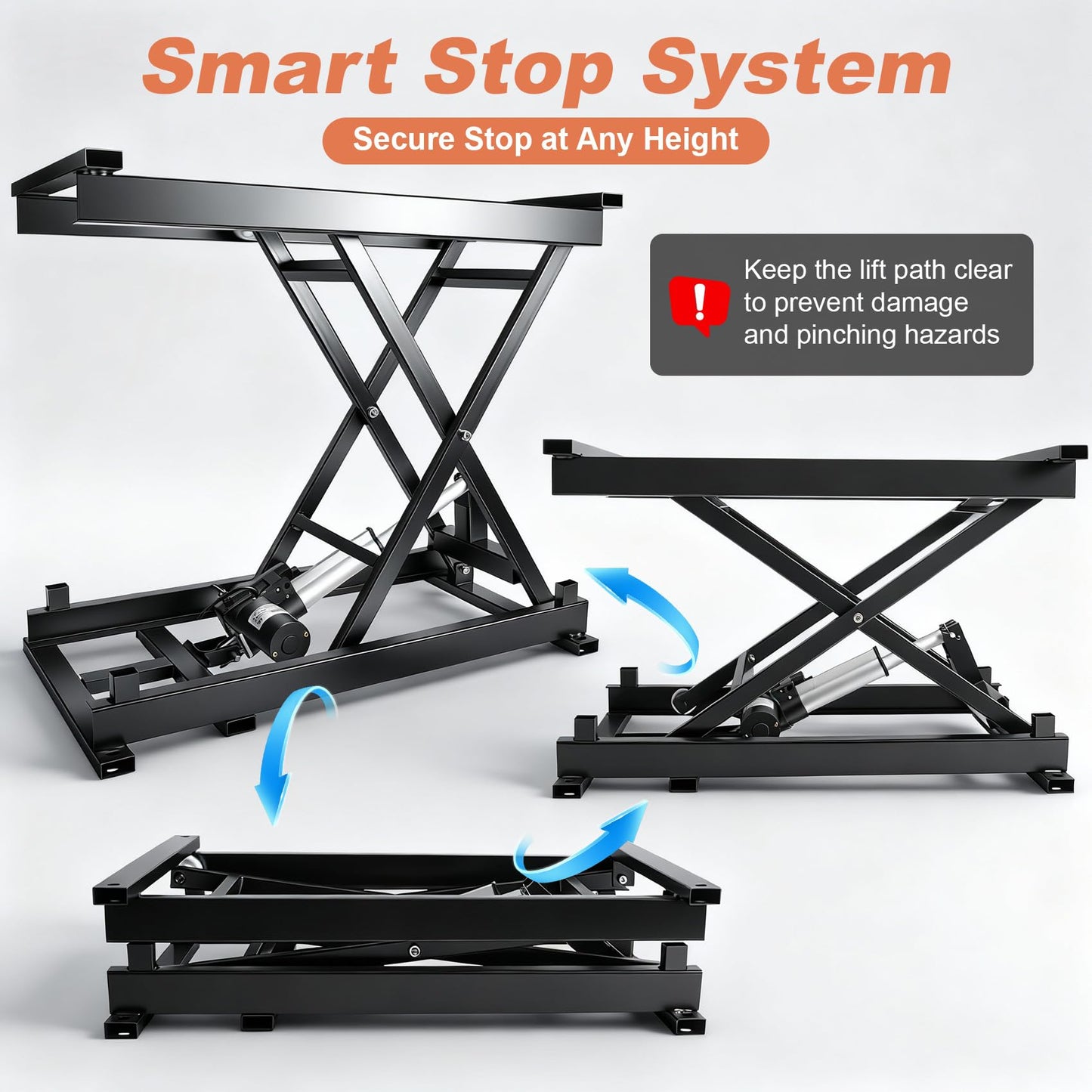 Electric Scissor Lift Table 280LBS Capacity, 7.1-26.4 in Adjustable Height Lifting Platform with Wired/Wireless Remote, for Working Platform, Computer Desk, Material Handling & Transportation