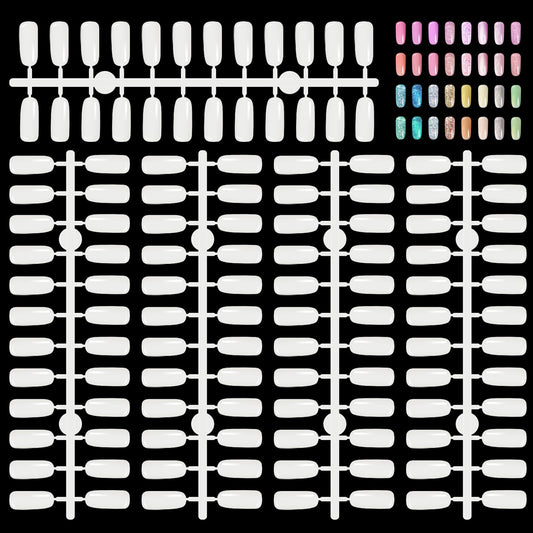 Segbeauty 720pcs Fake Nails Display Tips, Natural Artificial Glossy Flat-Bottom Fingernail Tips, Professional Manicure Salon Practice Tool for False Nail Art Book Polish Gel Color DIY Art Decoration